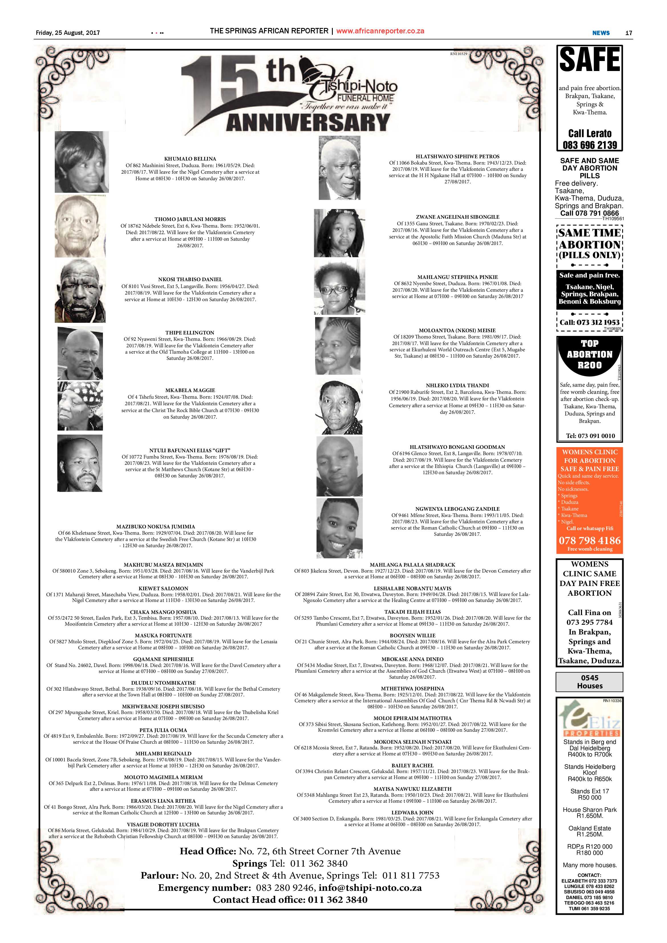 African Reporter 25 August 2017 page 17