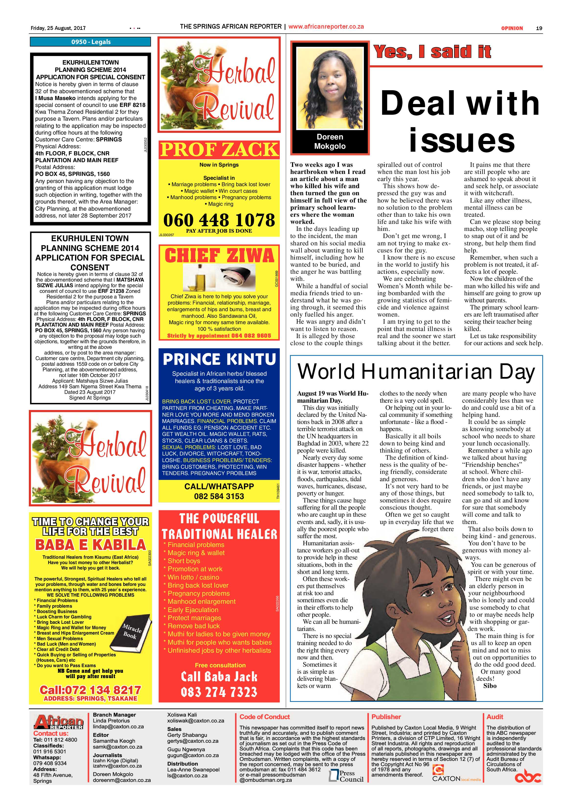 African Reporter 25 August 2017 page 19