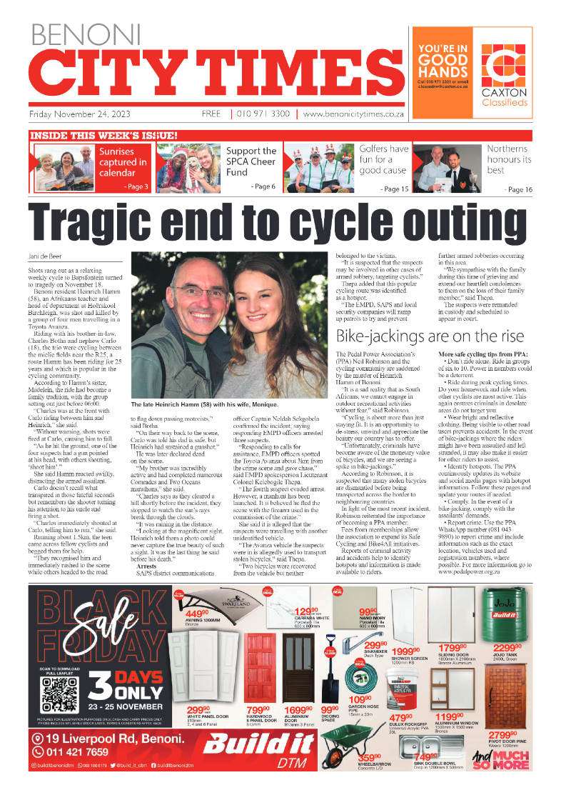 Benoni City Times 24 November 2023 page 1