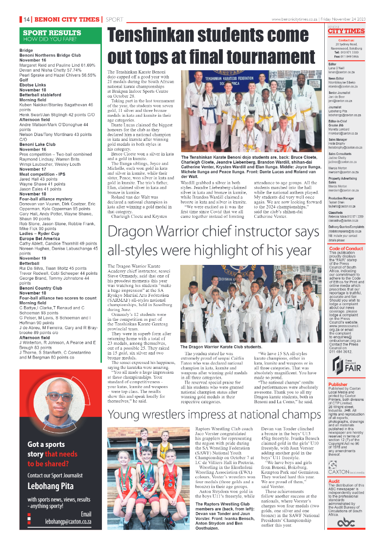 Benoni City Times 24 November 2023 page 14