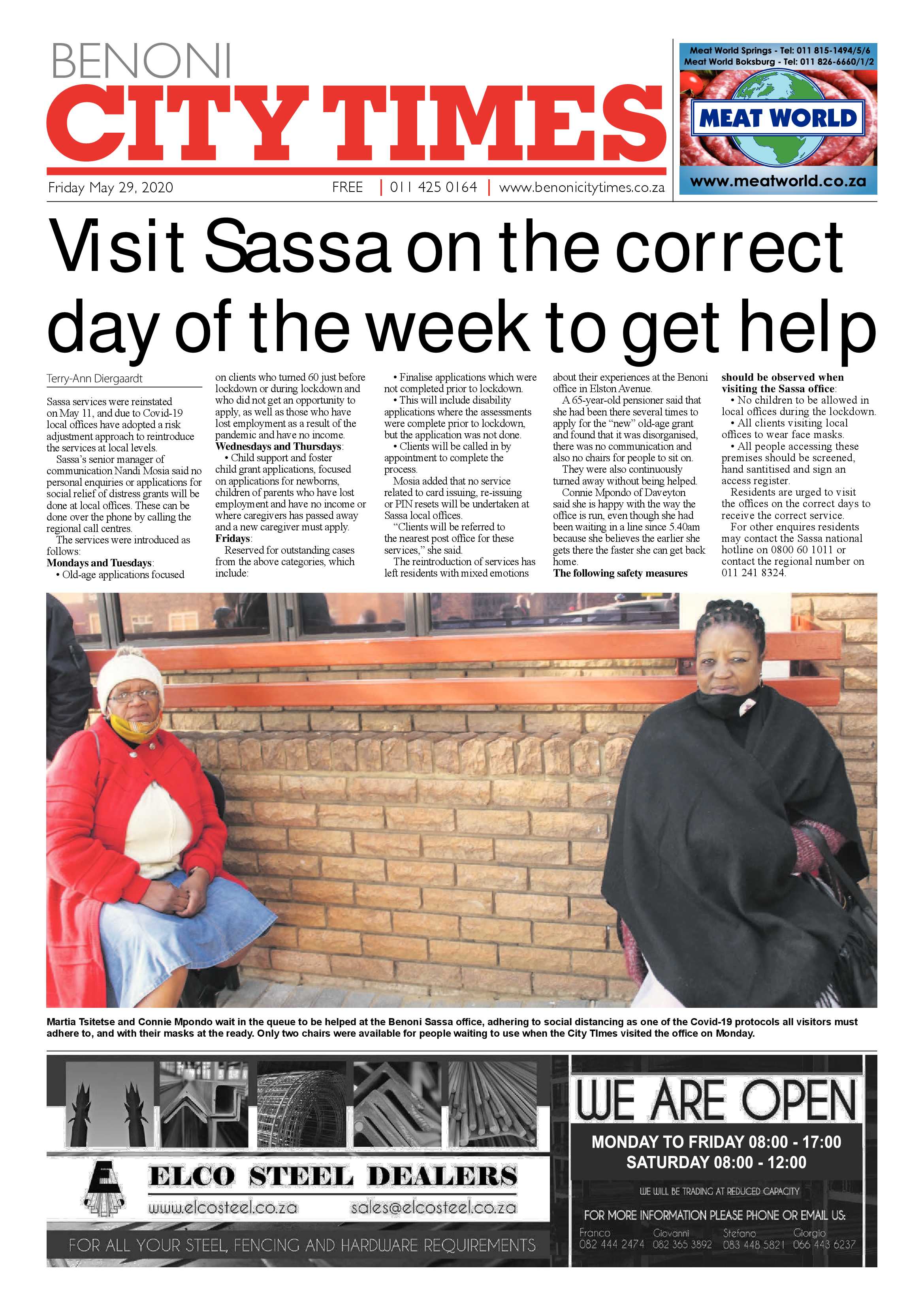 Benoni City News 27 May 2020 page 1