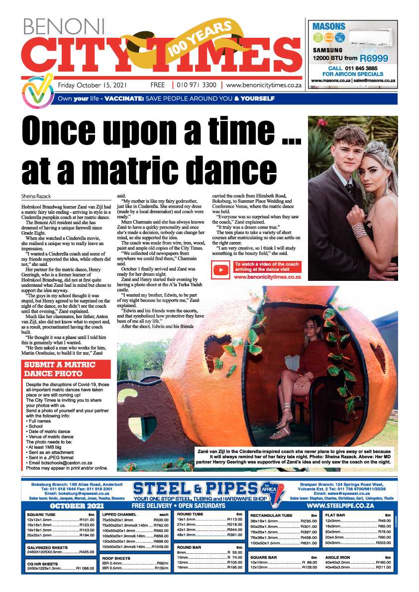 Benoni City Times15 October 2021 page 1