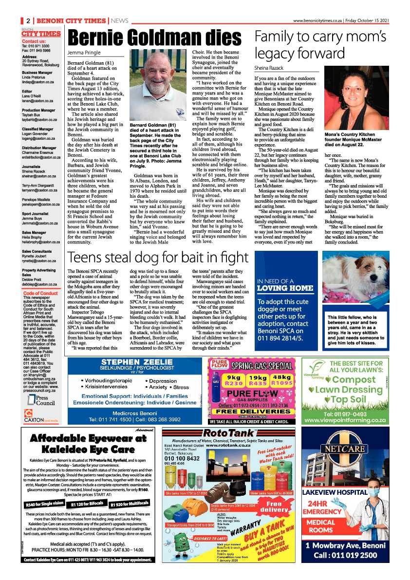 Benoni City Times15 October 2021 page 2