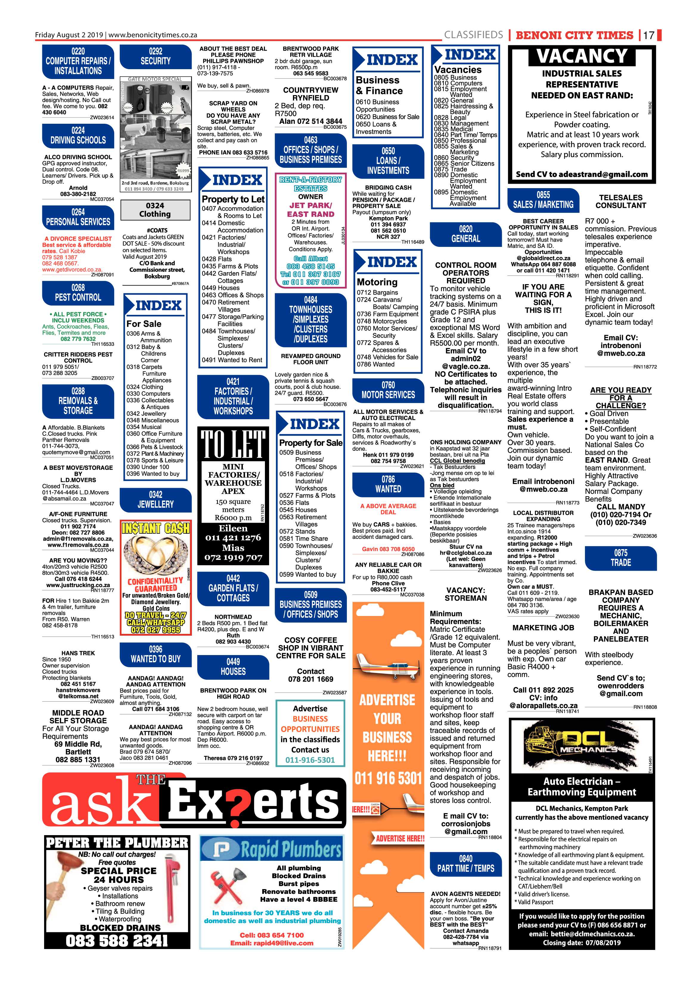 Benoni City Times 01 August 2019 page 17