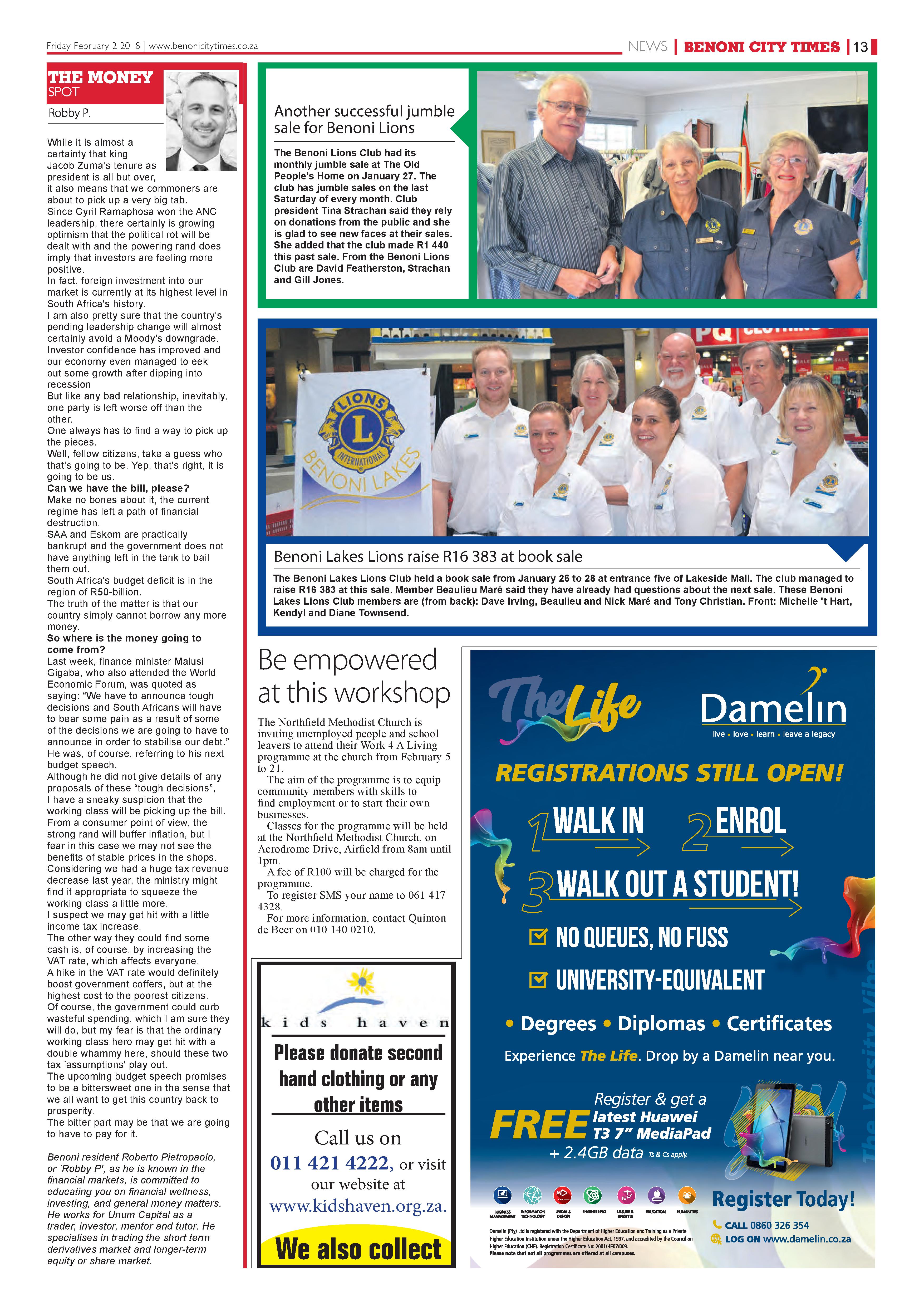 Benoni City Times 01 February 2018 page 13