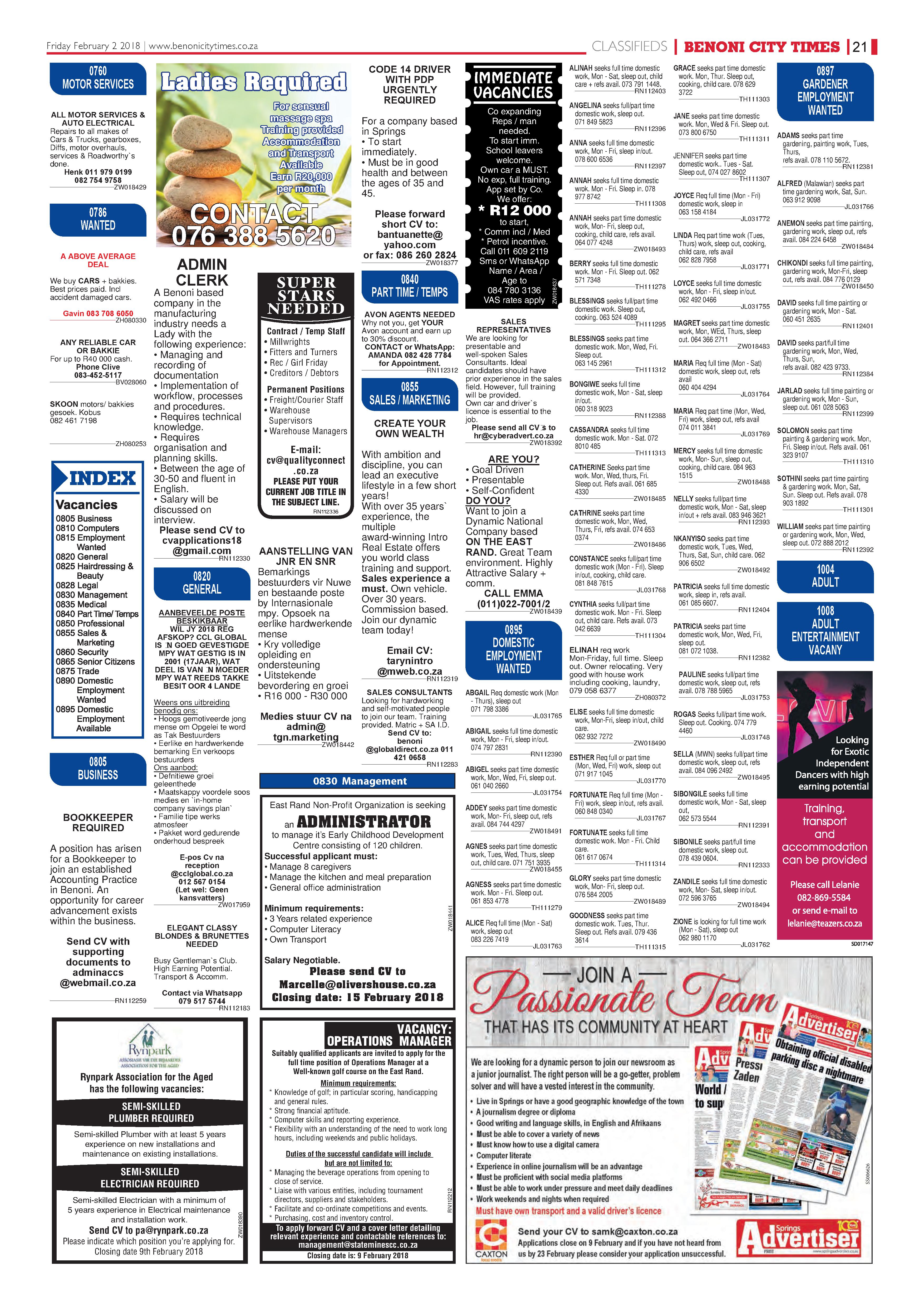Benoni City Times 01 February 2018 page 21