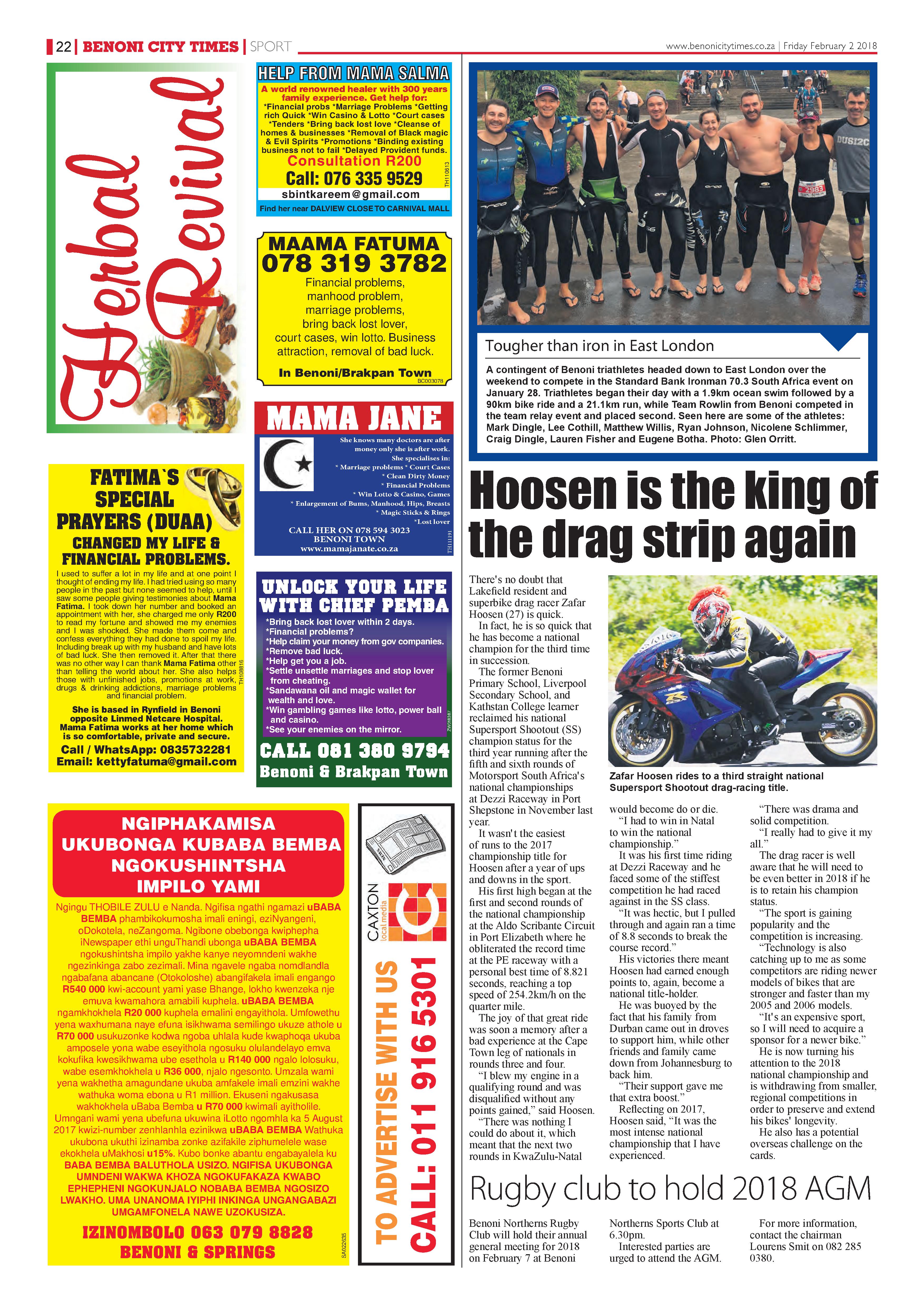 Benoni City Times 01 February 2018 page 22