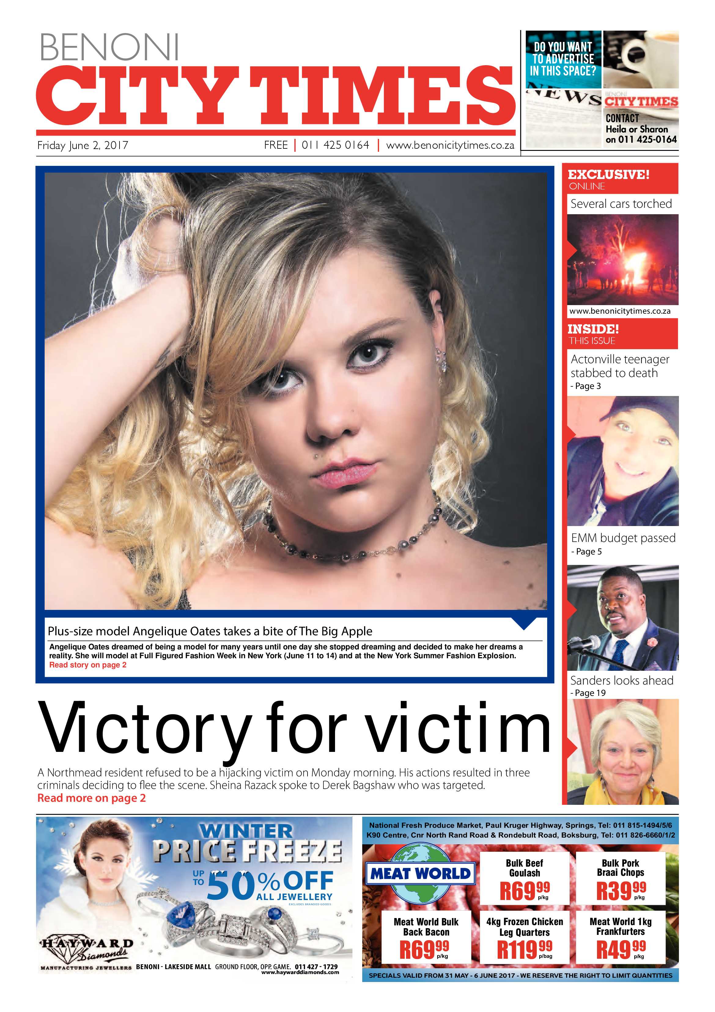 Benoni City Times 01 June 2017 page 1