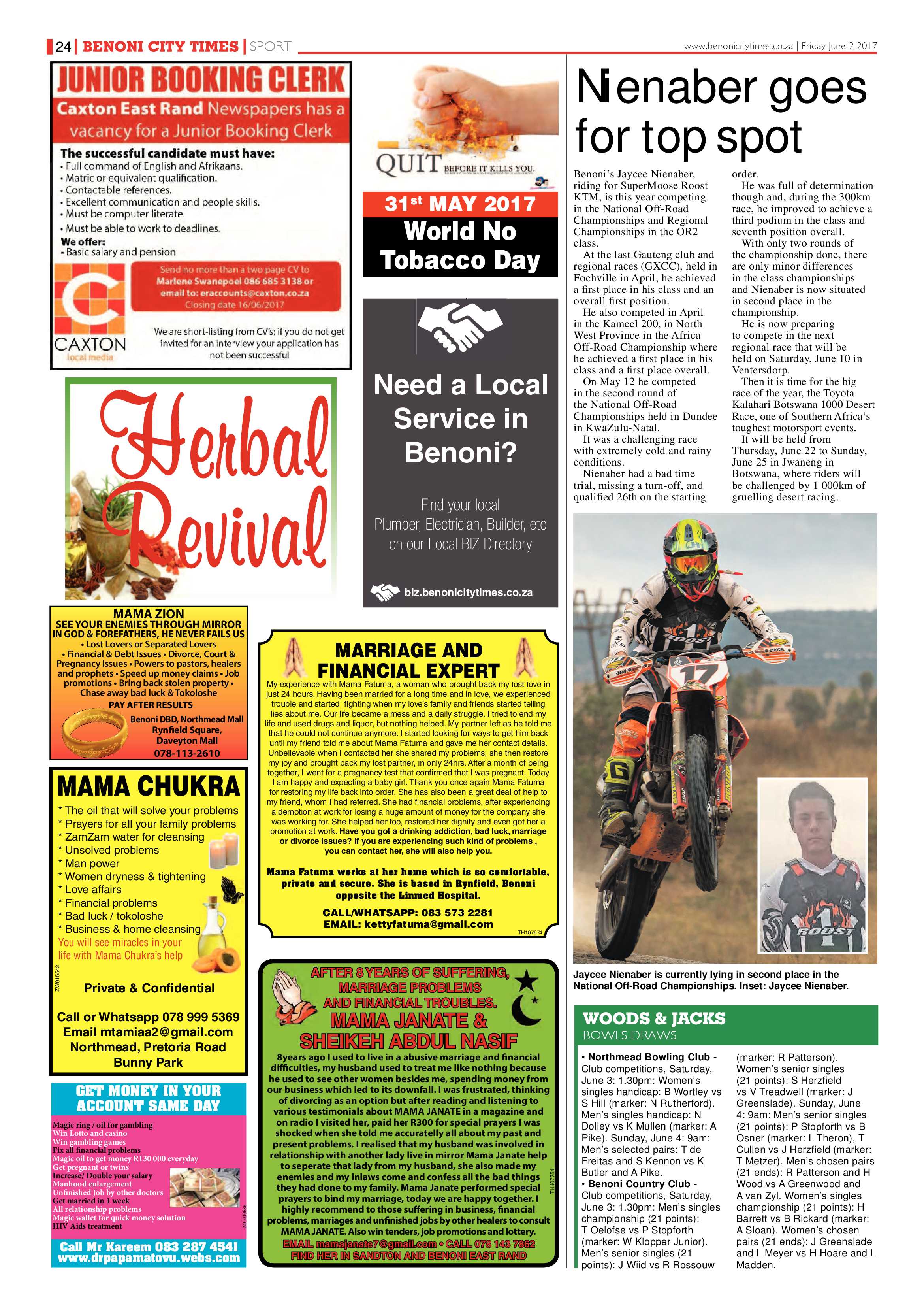 Benoni City Times 01 June 2017 page 24