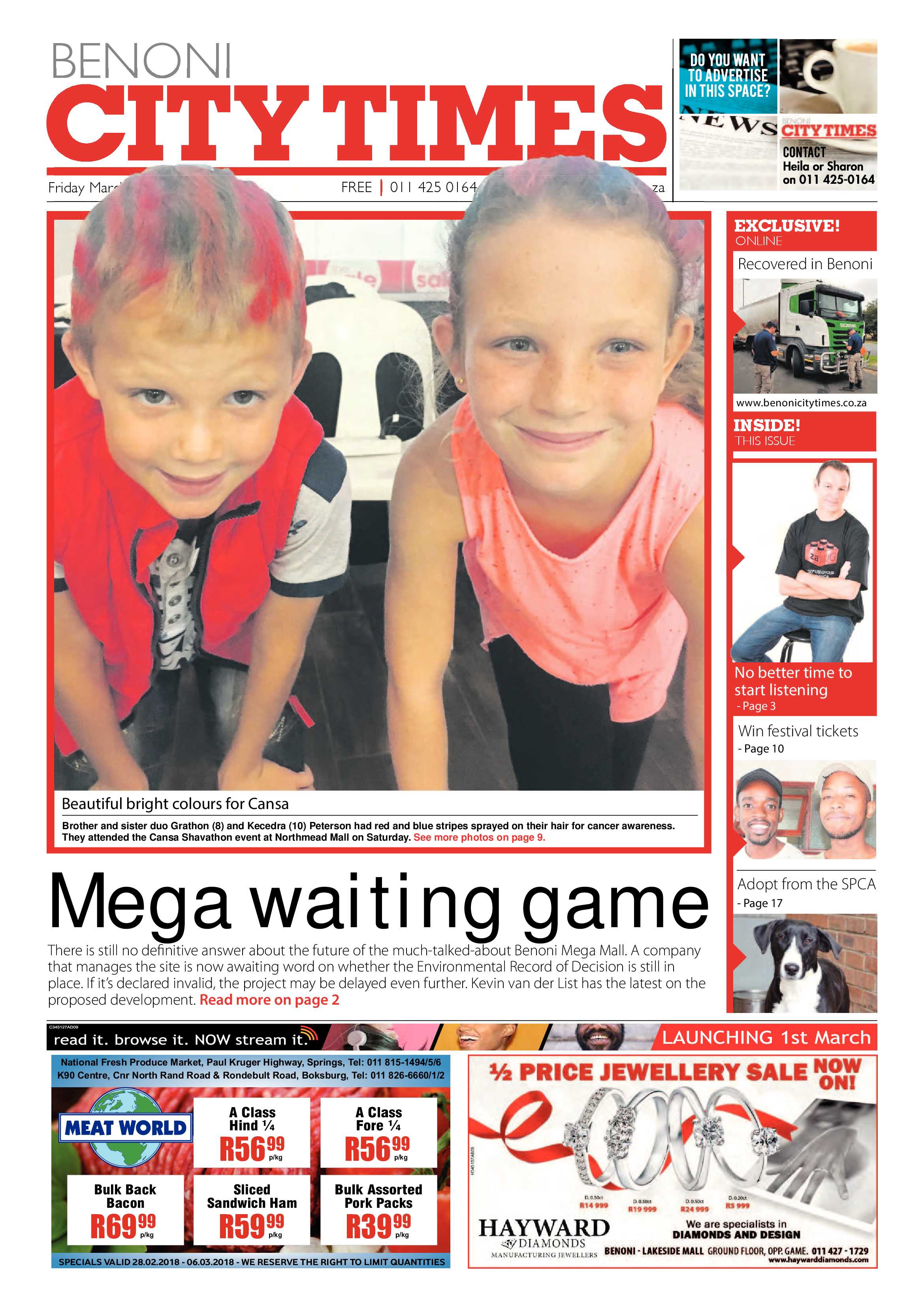 Benoni City Times 01 March 2018 page 1