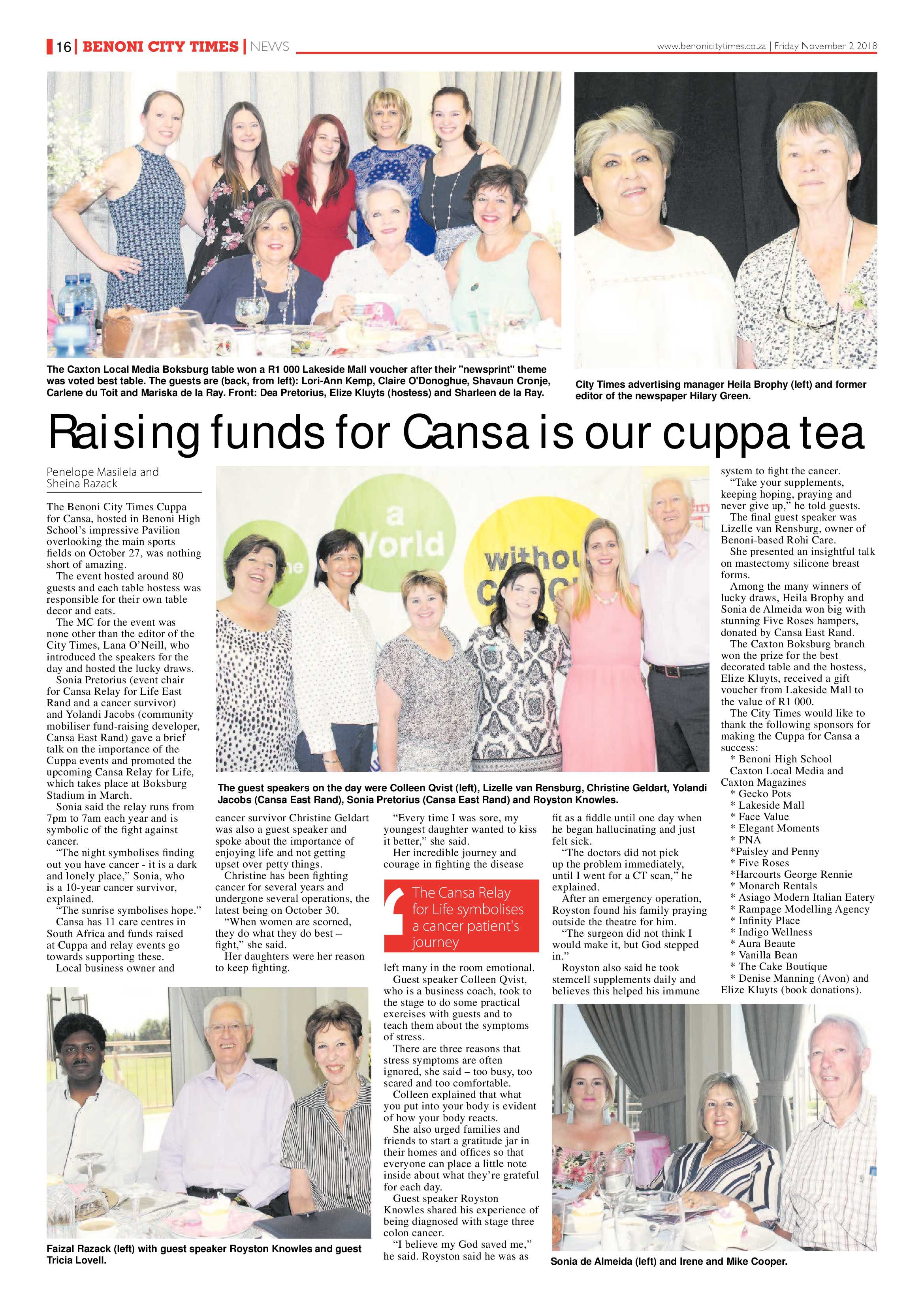 Benoni City Times 01 November 2018 page 16