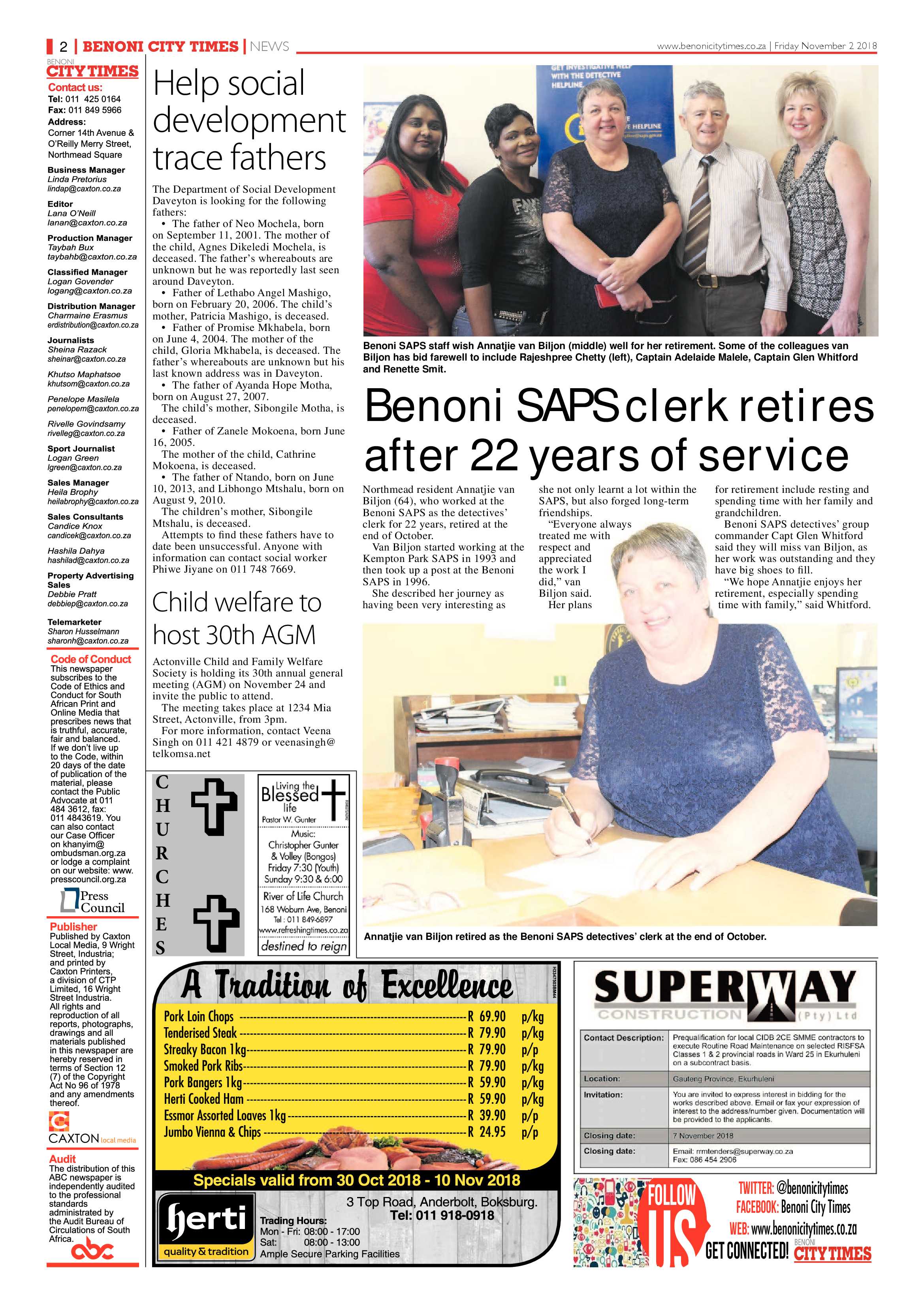 Benoni City Times 01 November 2018 page 2