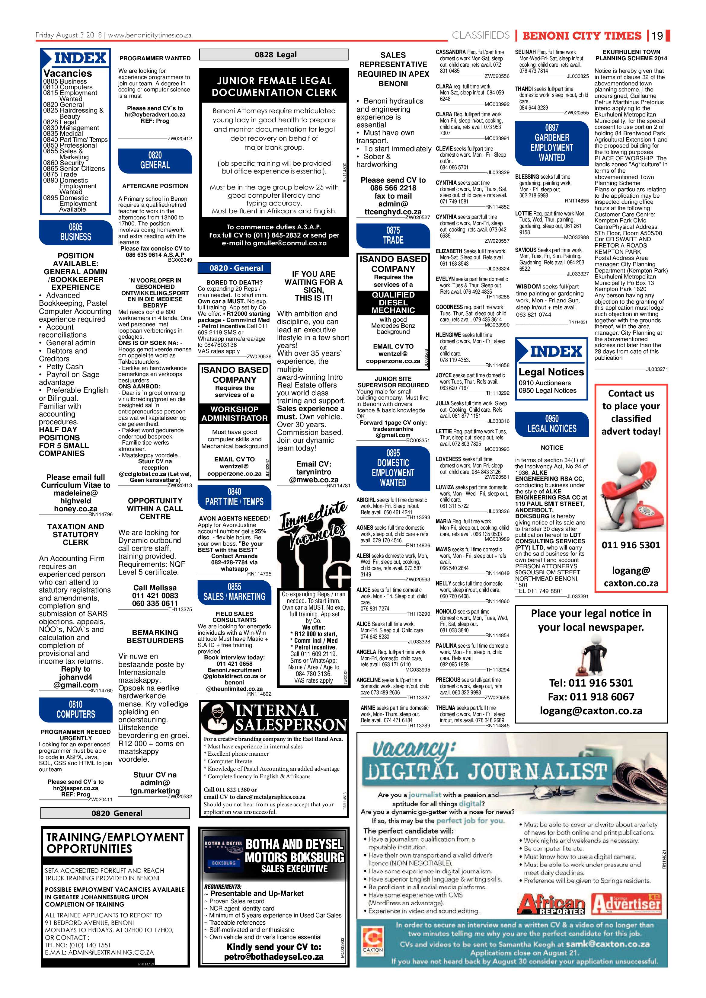 Benoni City Times 02 August 2018 page 19