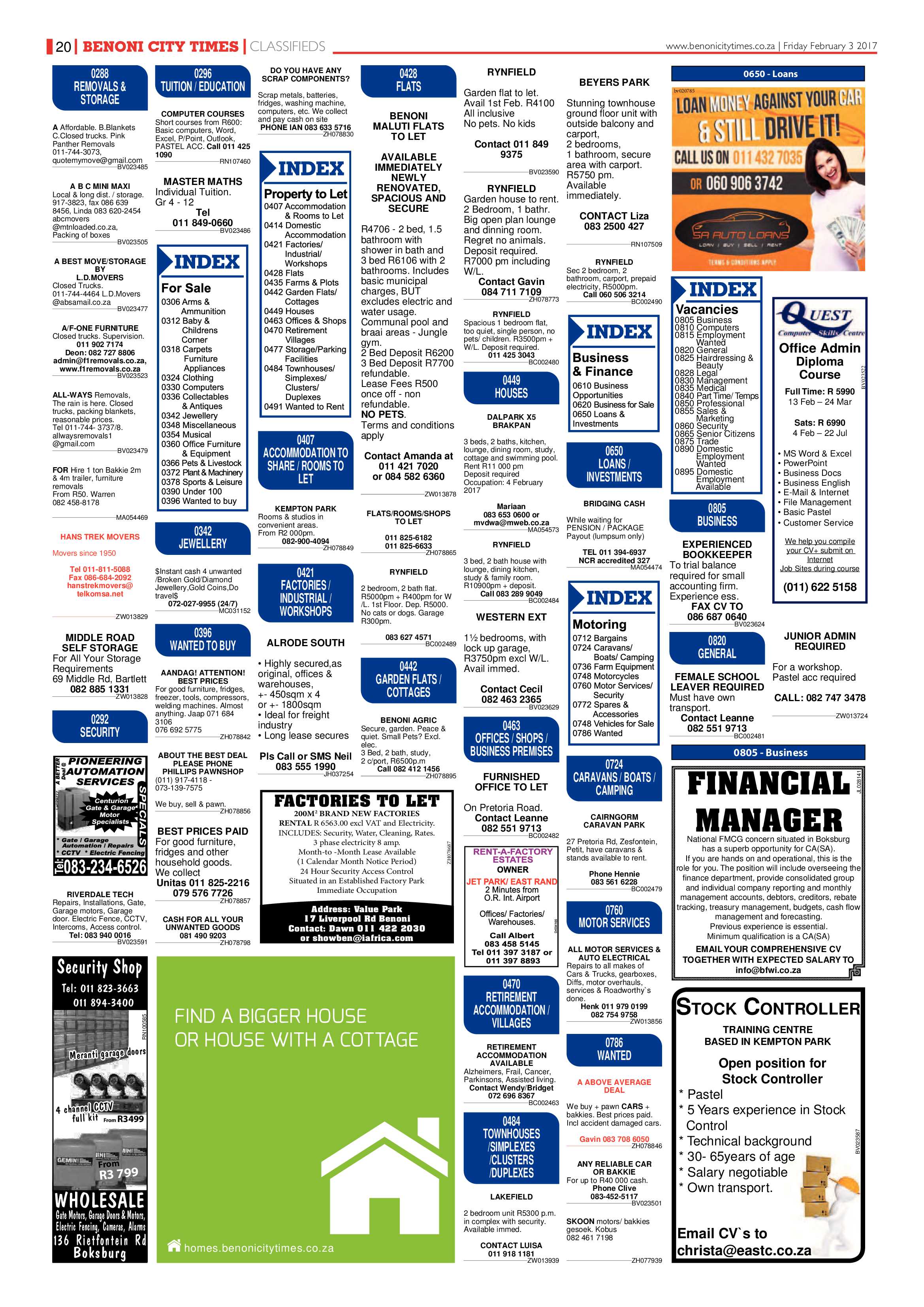 Benoni City Times 02 February 2017 page 20