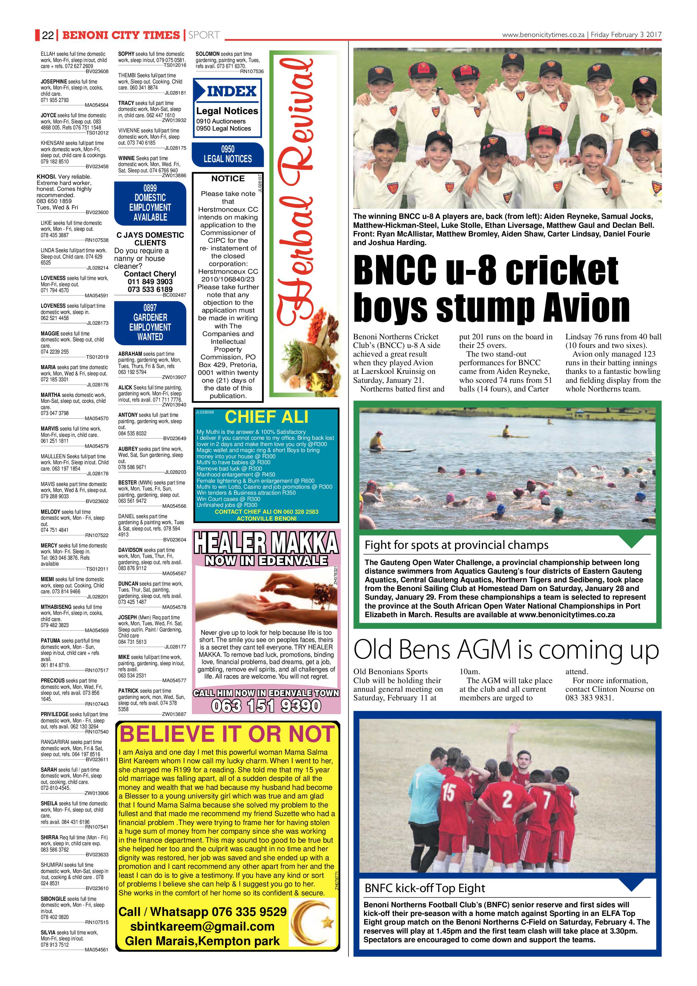 Benoni City Times 02 February 2017 page 22