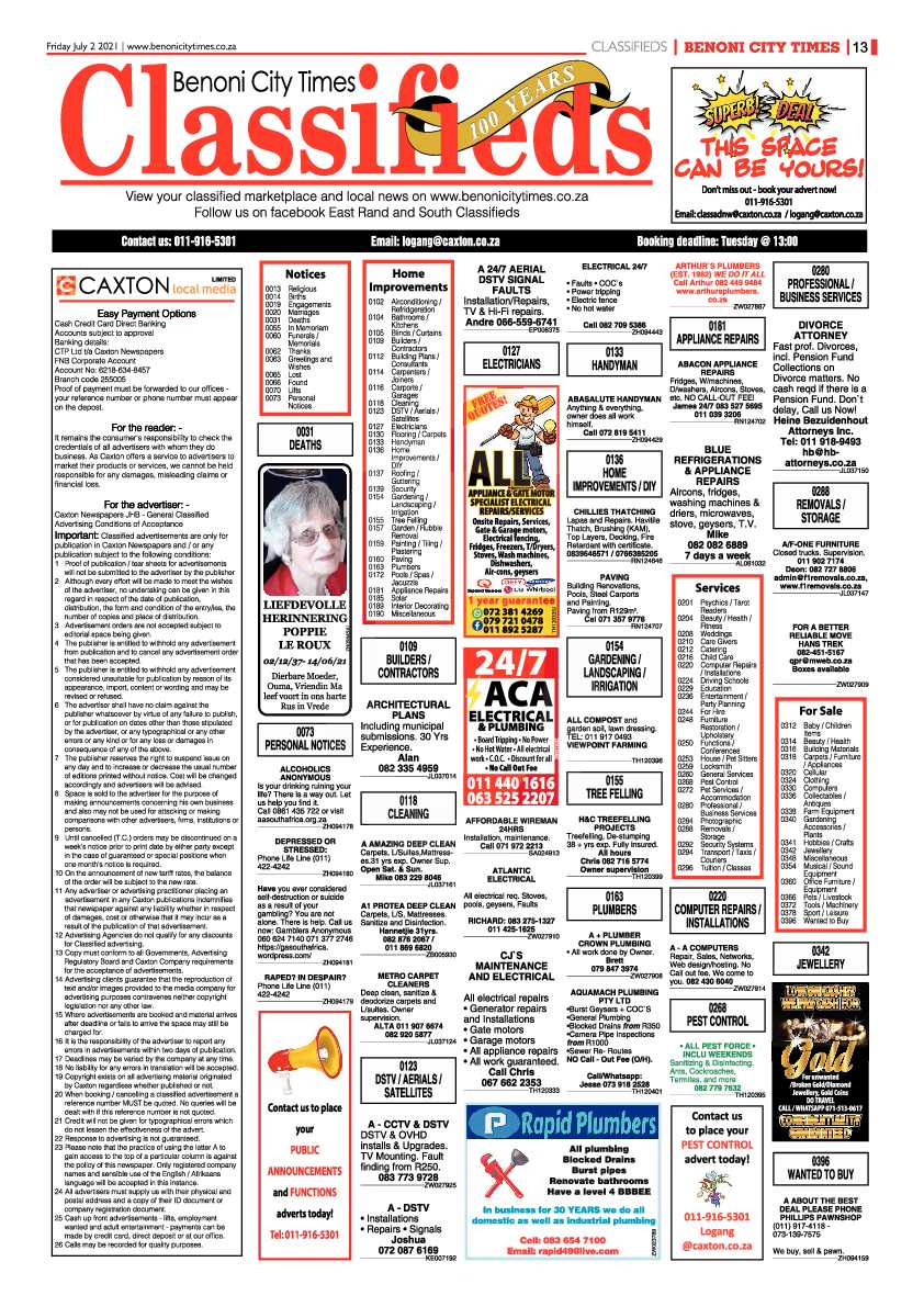 Benoni City Times 02 July 2021 page 13