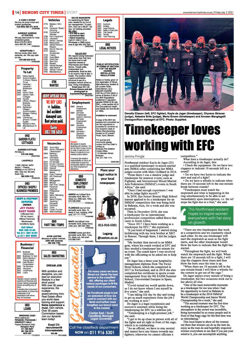 Benoni City Times 02 July 2021 page 14