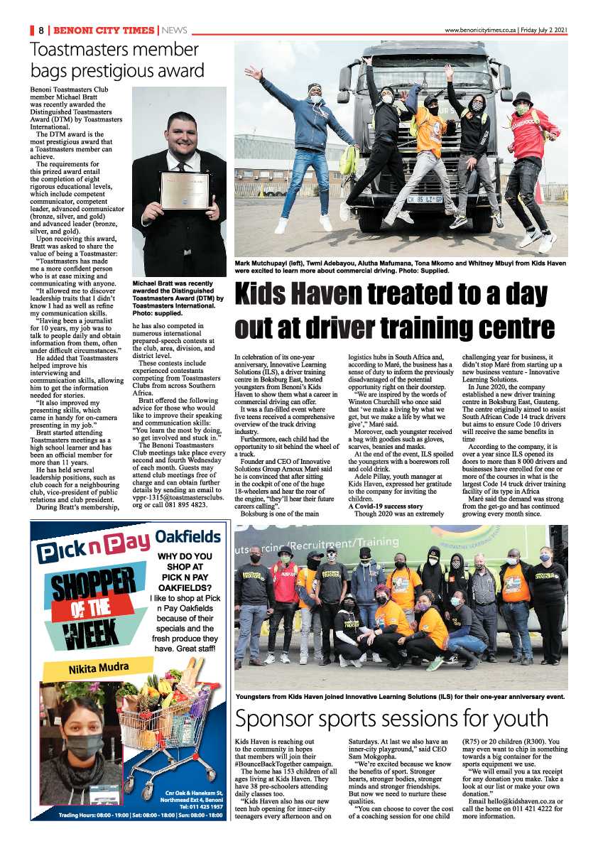 Benoni City Times 02 July 2021 page 8