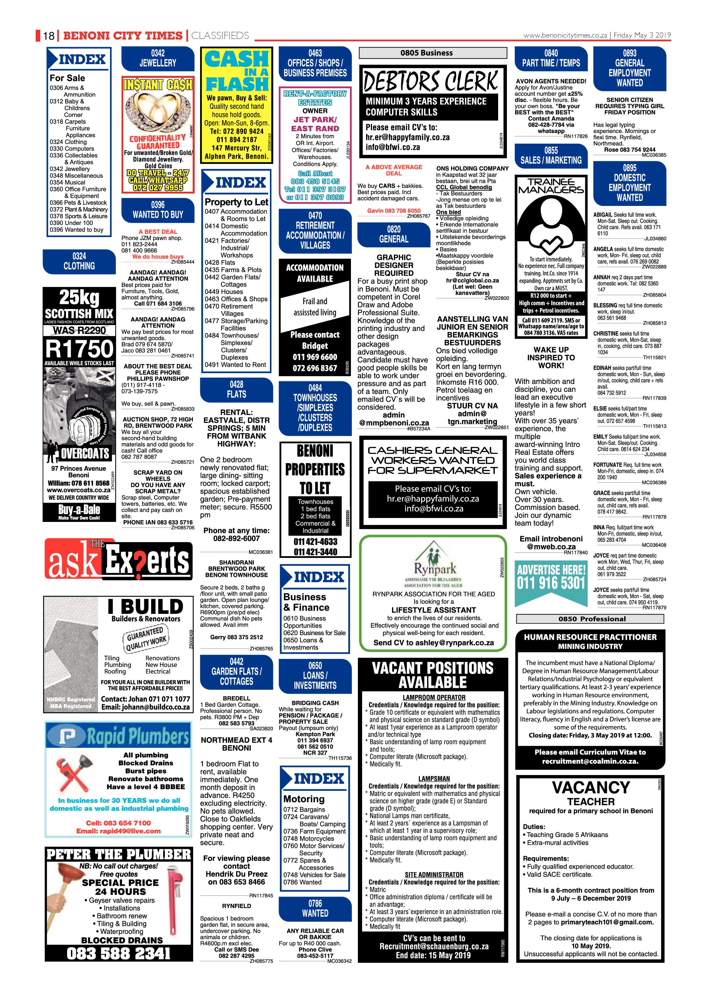 Benoni City Times 02 May 2019 page 18