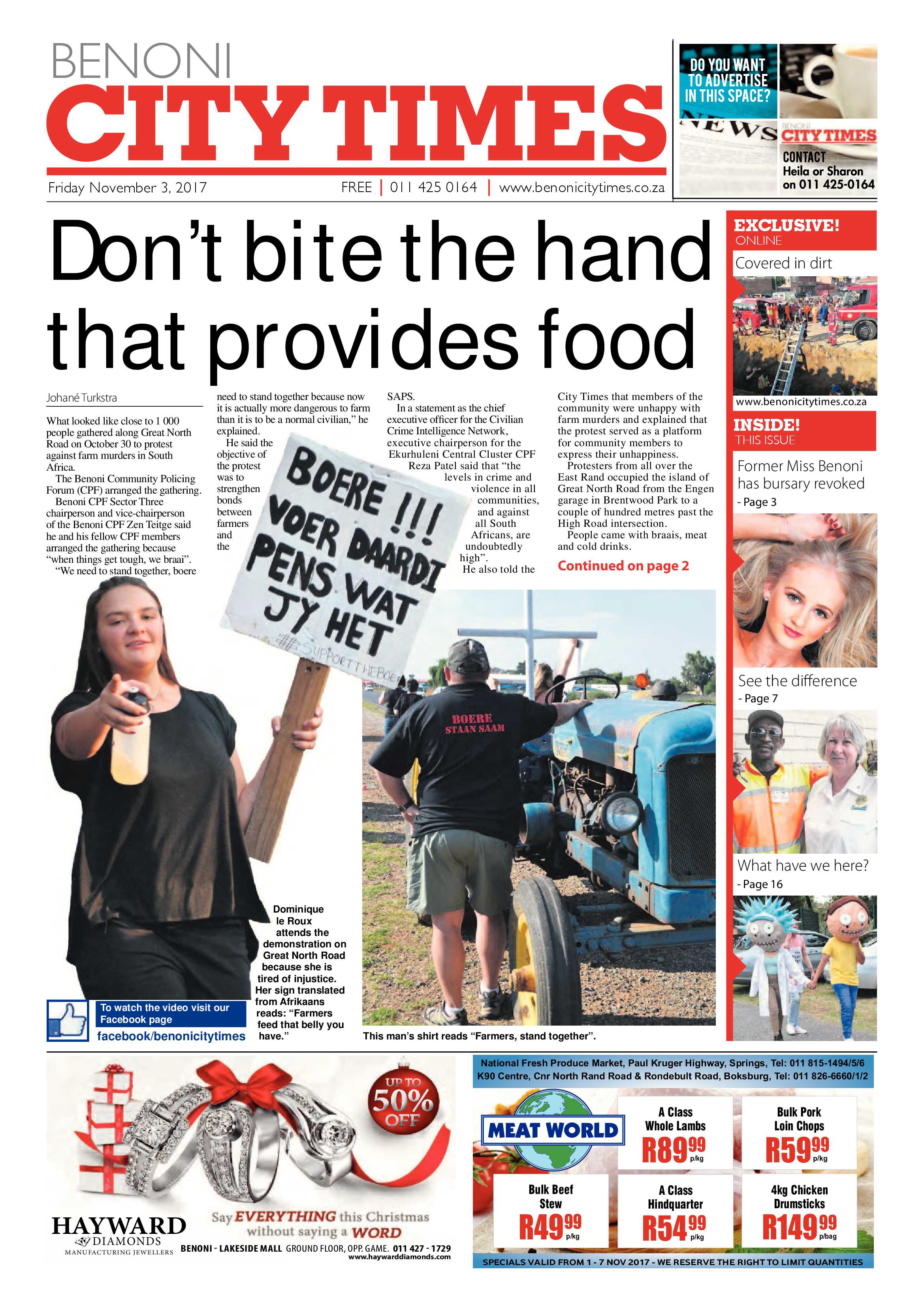 Benoni City Times 02 November 2017 page 1