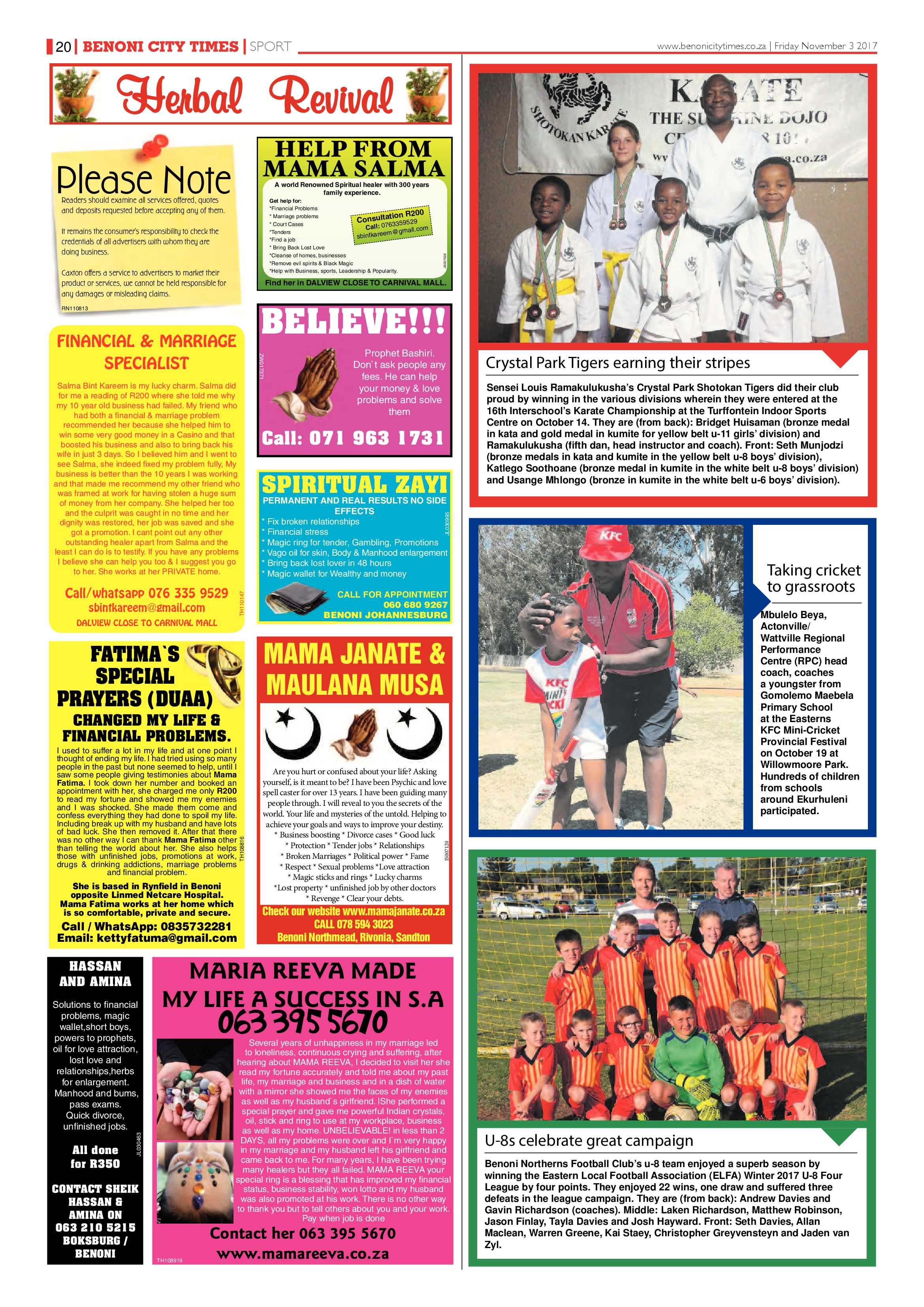 Benoni City Times 02 November 2017 page 20