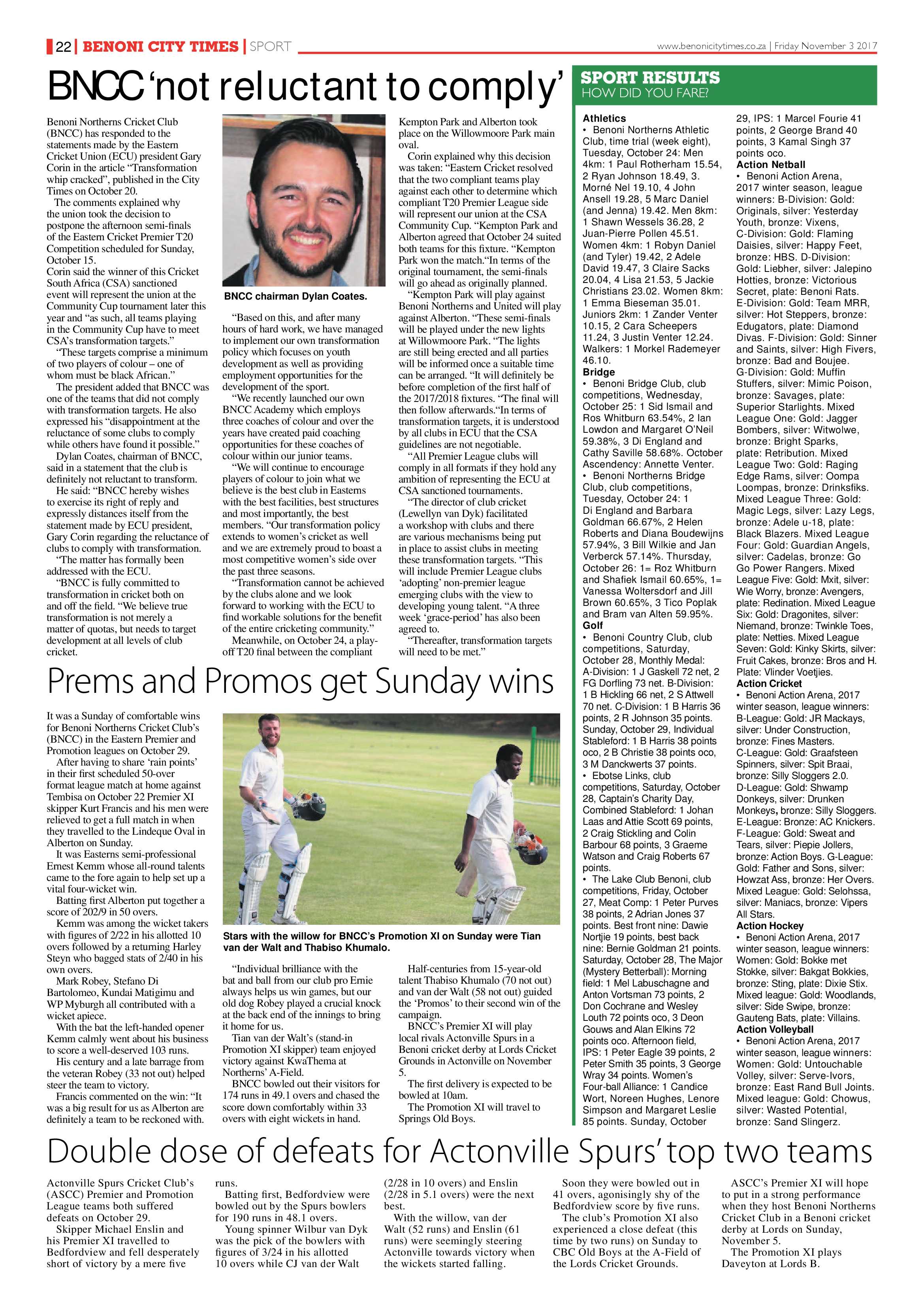 Benoni City Times 02 November 2017 page 22
