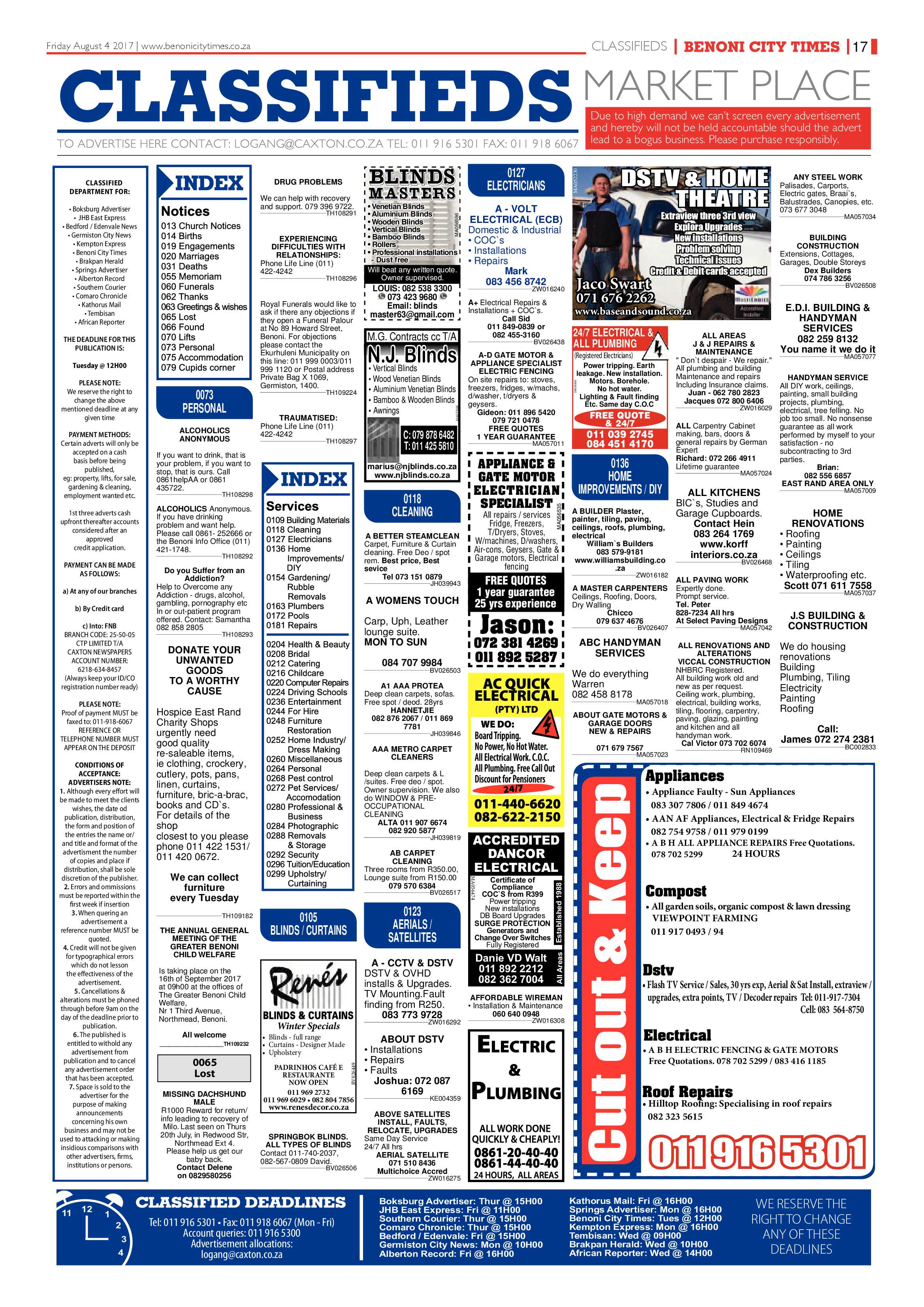 Benoni City Times 03 August 2017 page 17