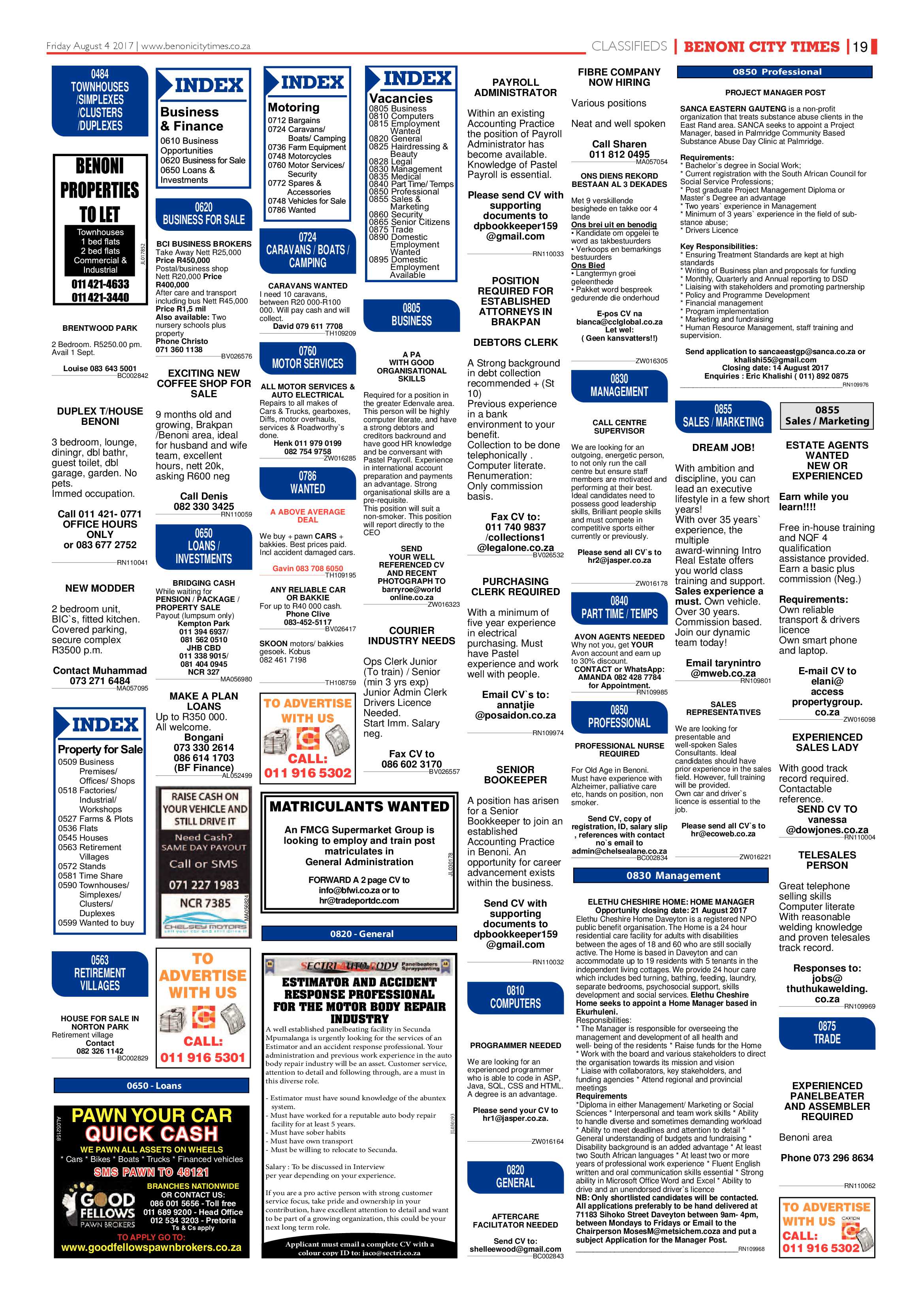 Benoni City Times 03 August 2017 page 19