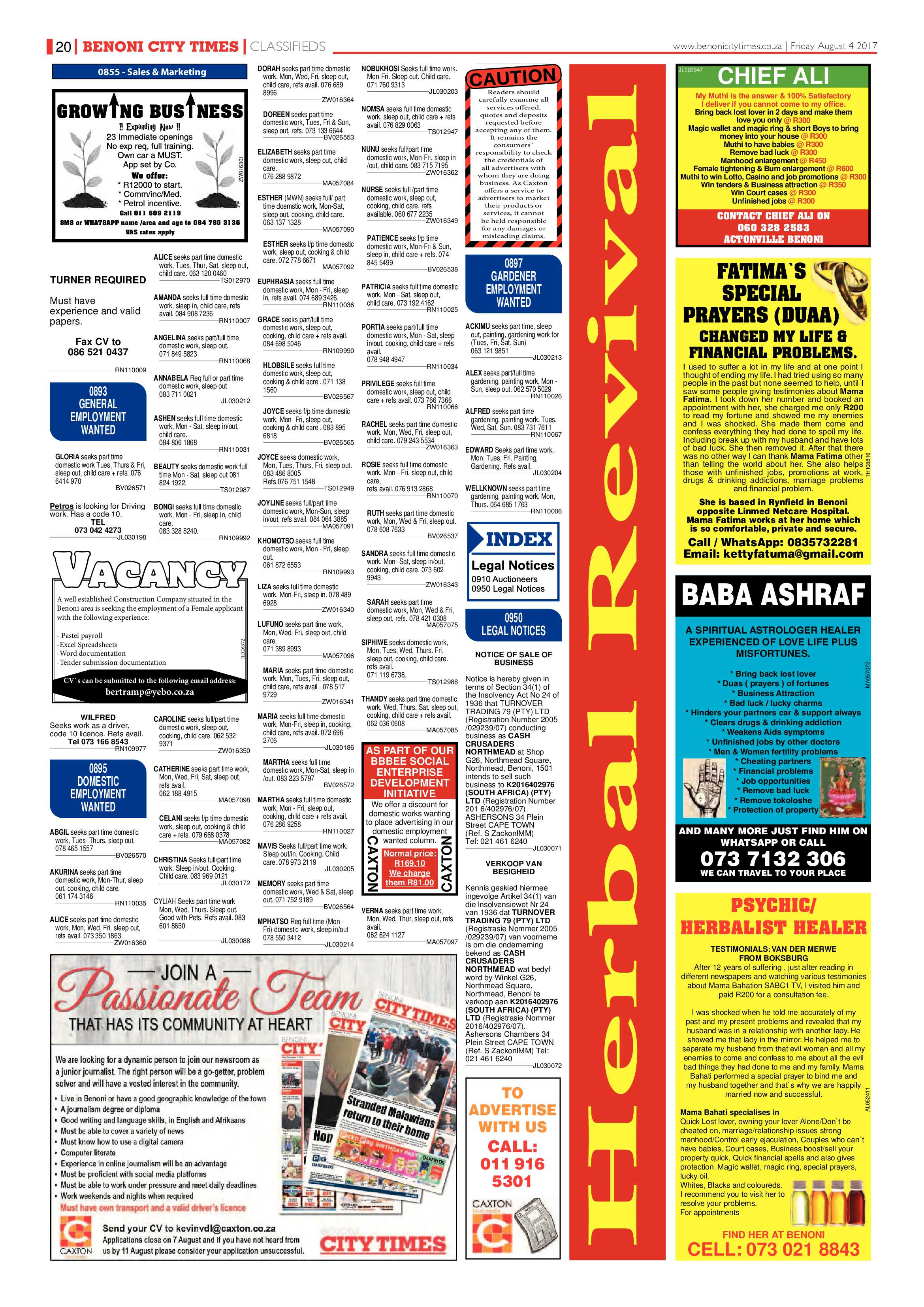 Benoni City Times 03 August 2017 page 20