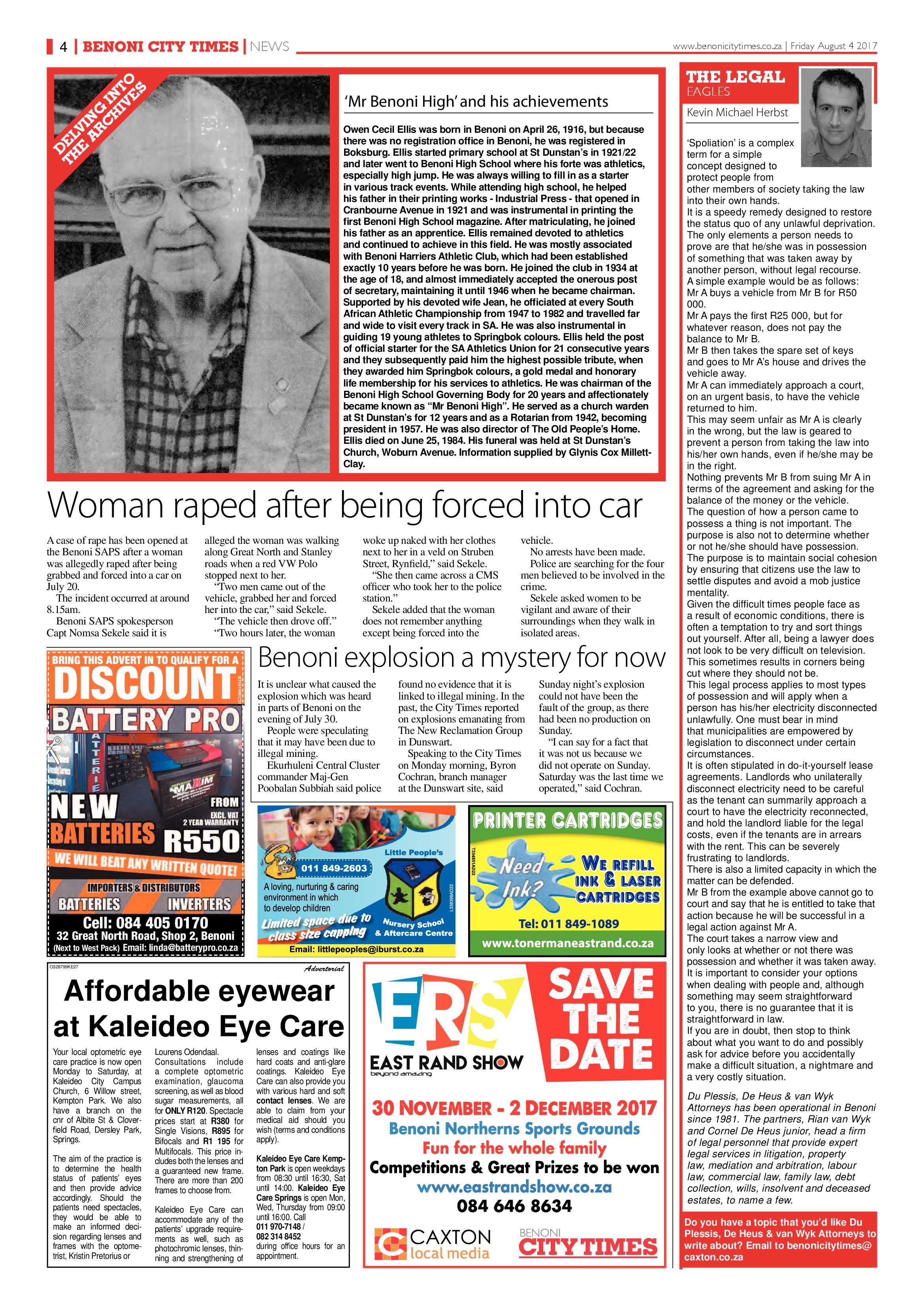 Benoni City Times 03 August 2017 page 4