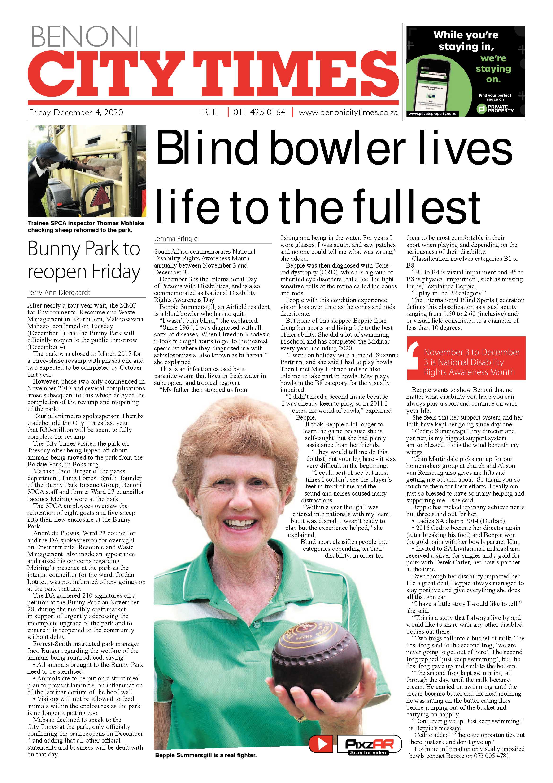 Benoni City Times 03 December 2020 page 1
