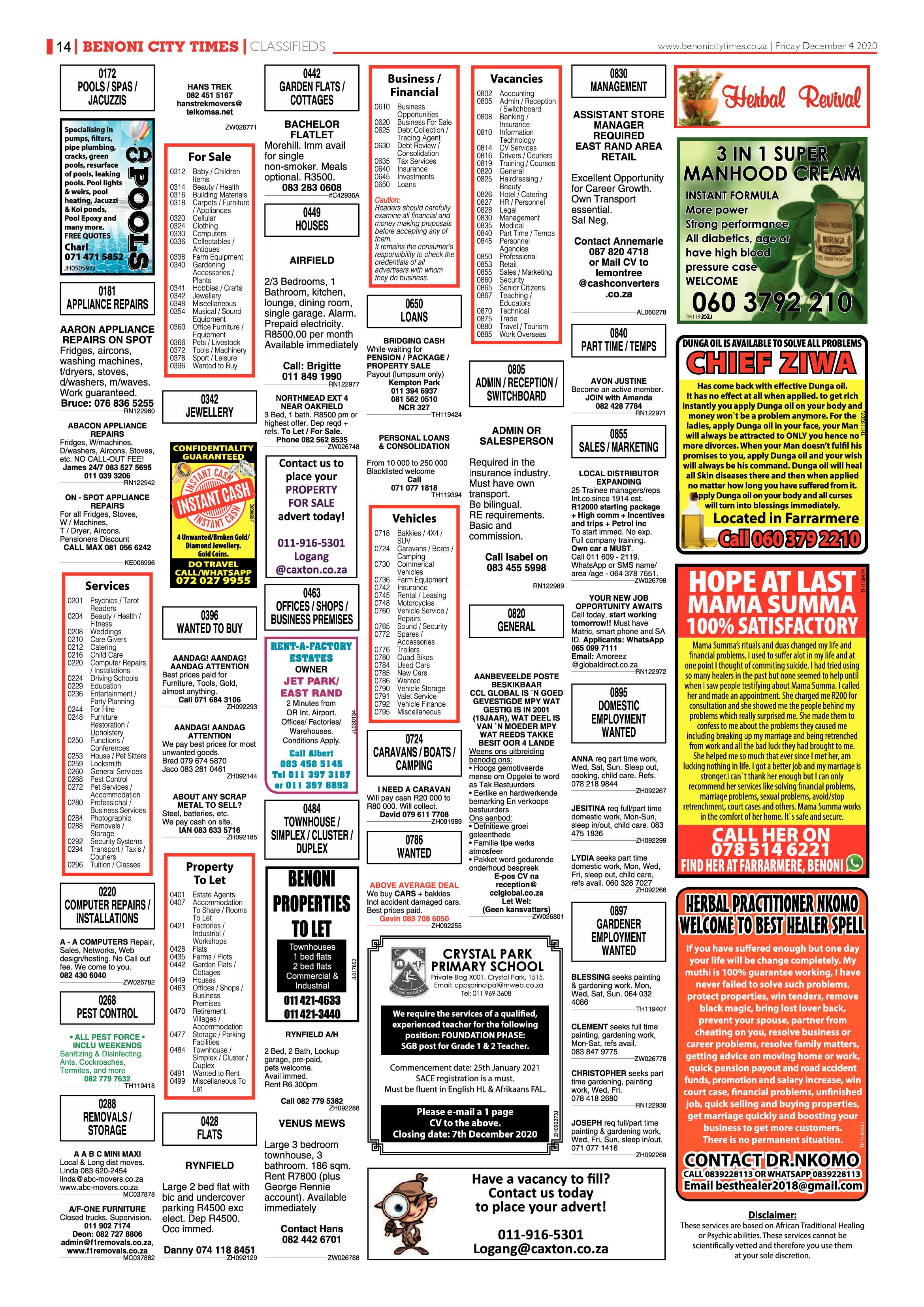 Benoni City Times 03 December 2020 page 14