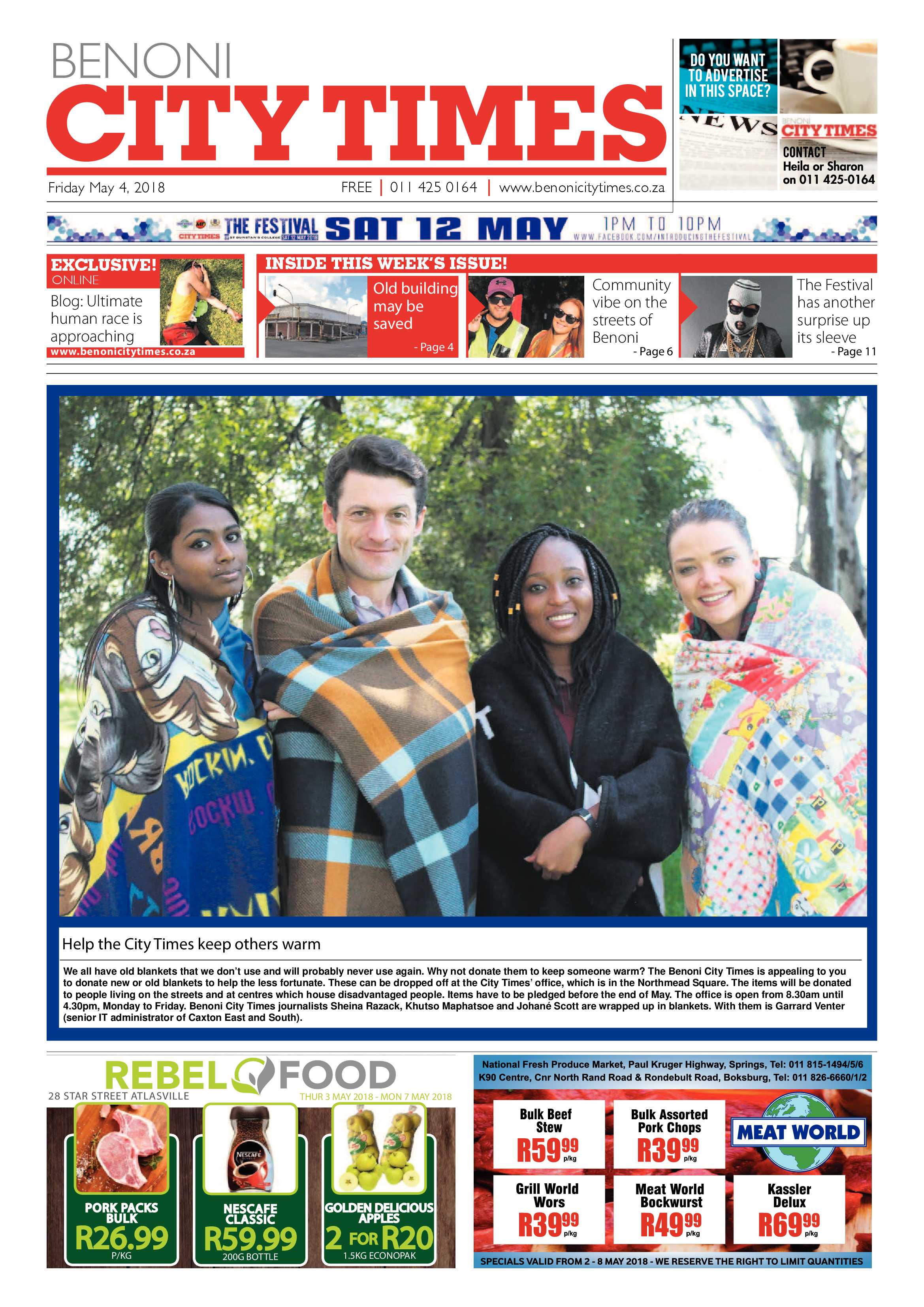 Benoni City Times 03 May 2018 page 1