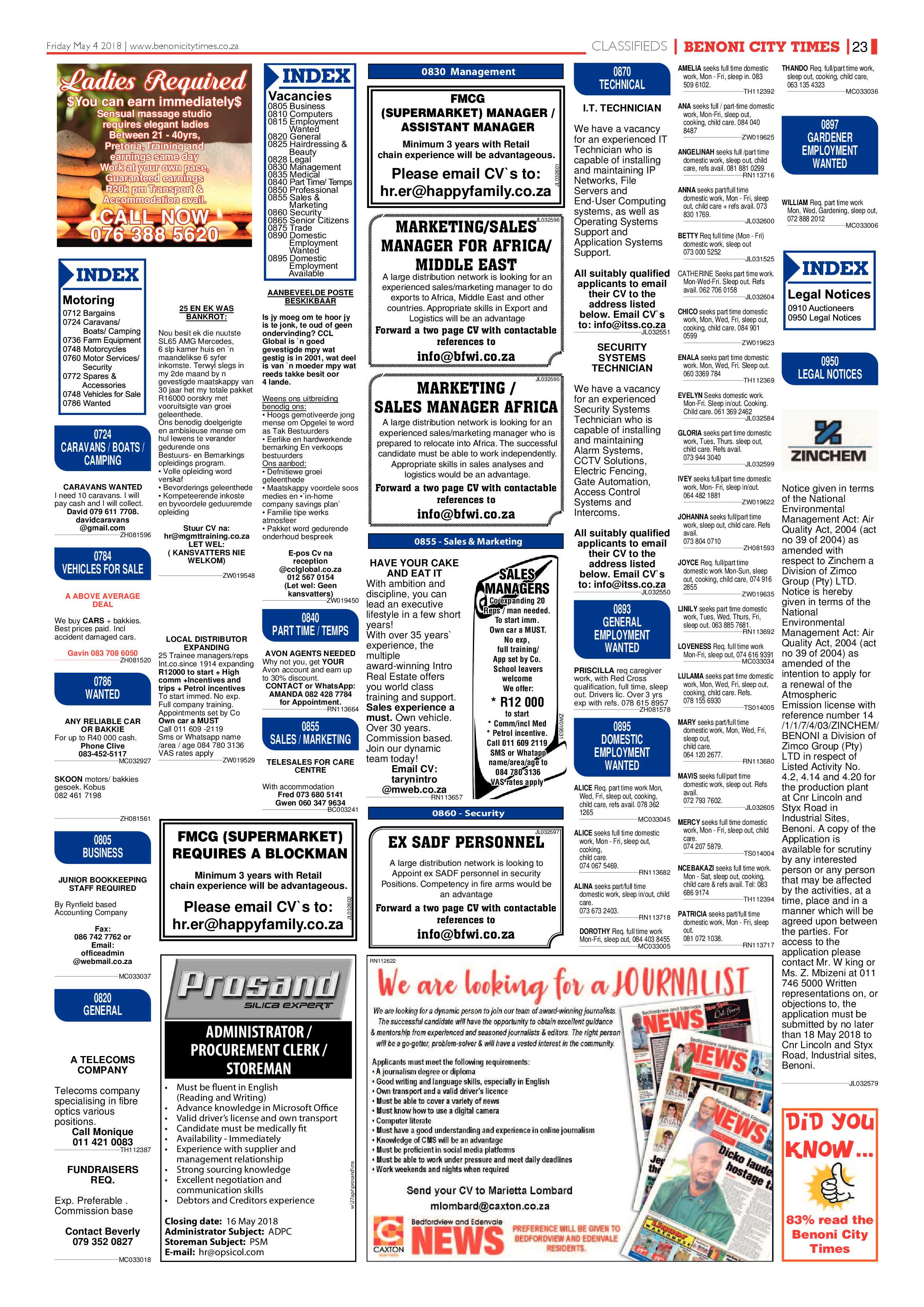 Benoni City Times 03 May 2018 page 23