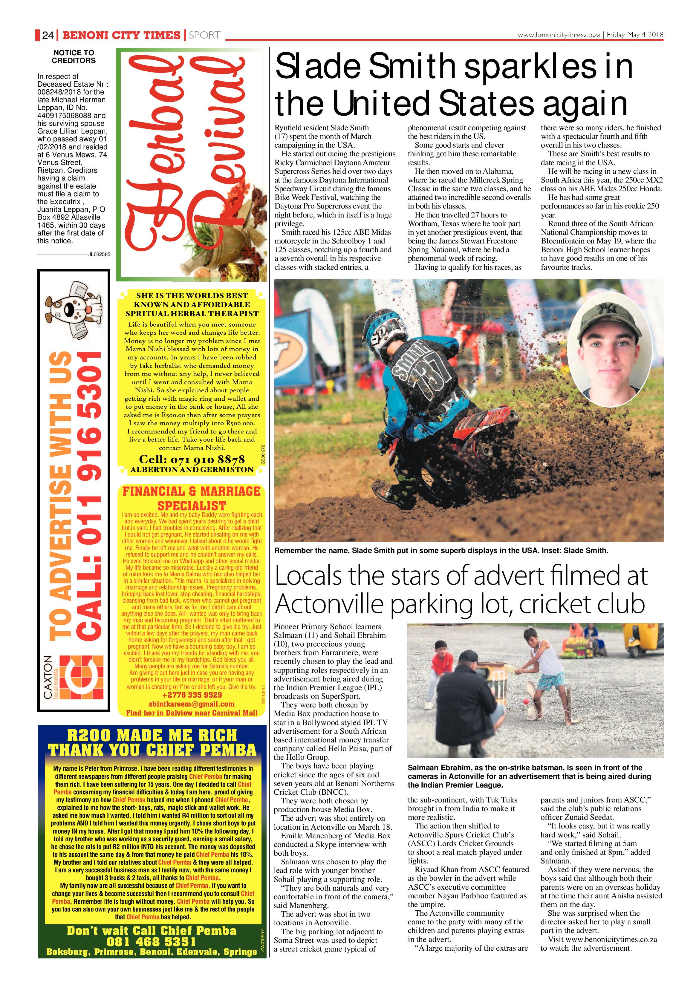 Benoni City Times 03 May 2018 page 24
