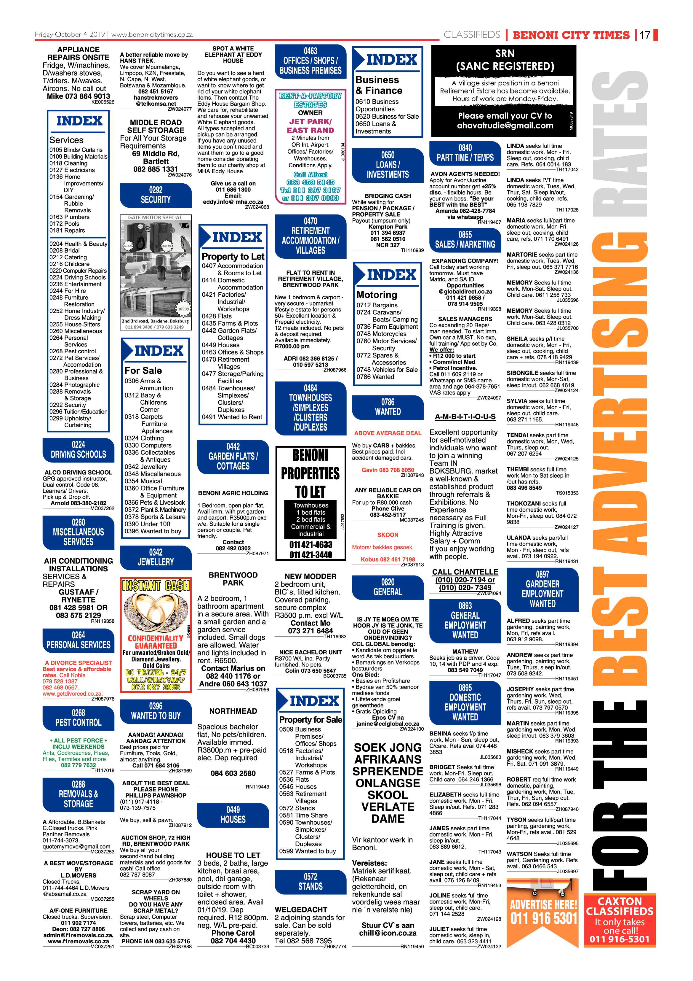 Benoni City Times 03 October 2019 page 17