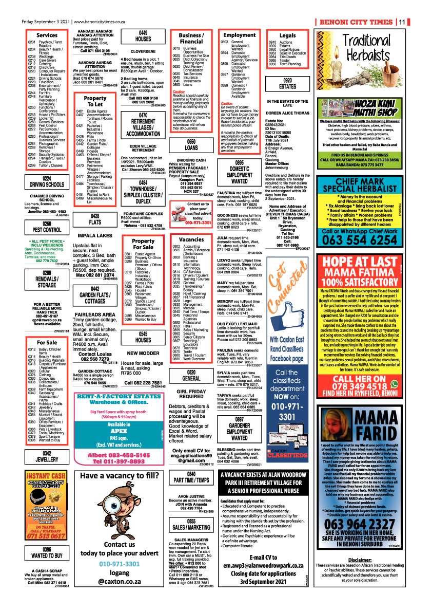 Benoni City Times 03 September 2021 page 11