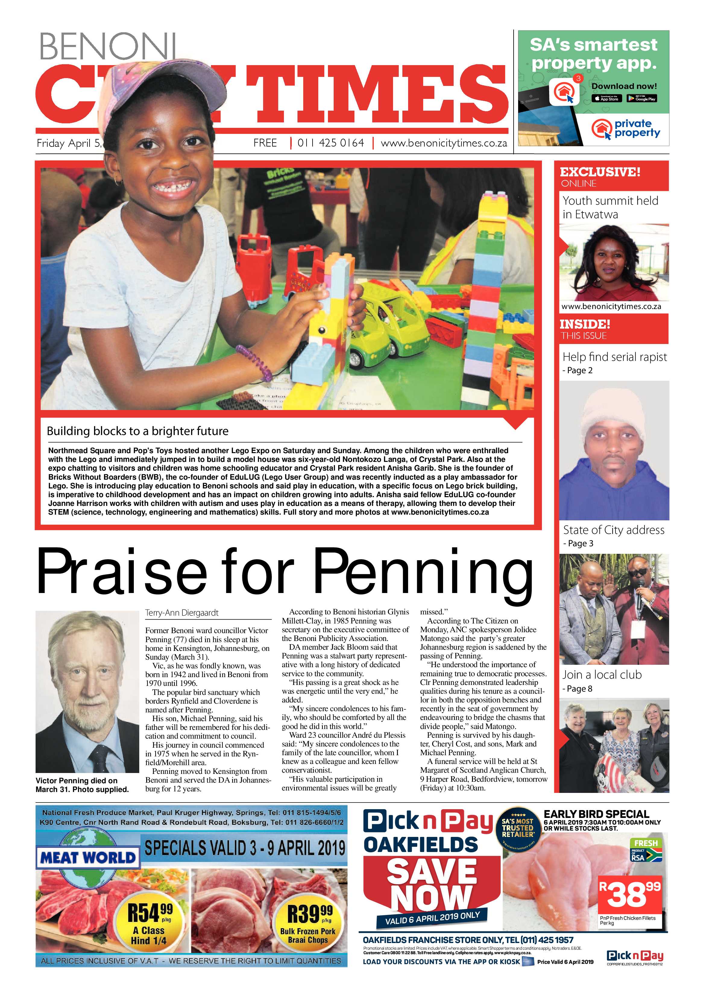 Benoni City Times 04 April 2019 page 1