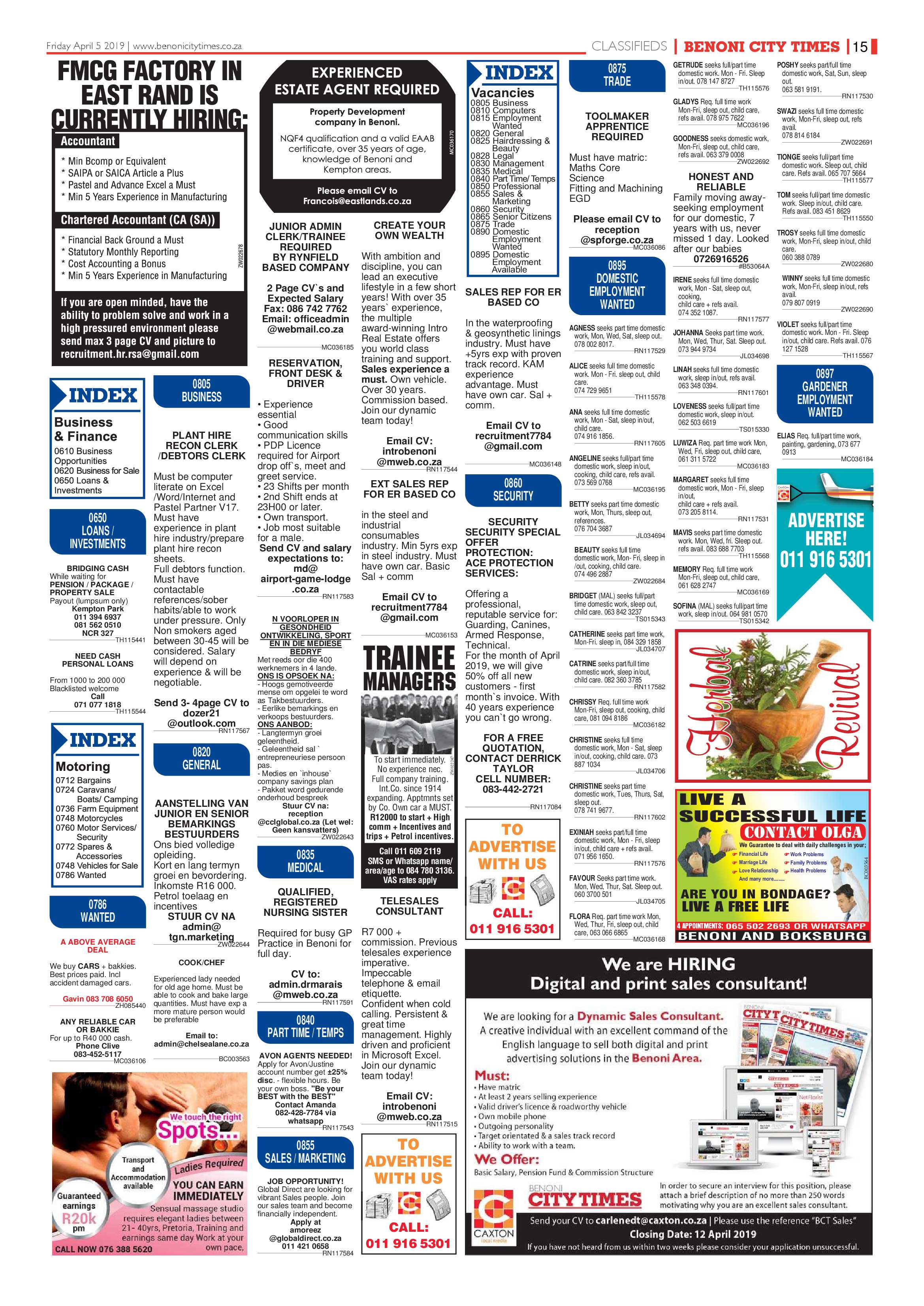 Benoni City Times 04 April 2019 page 15