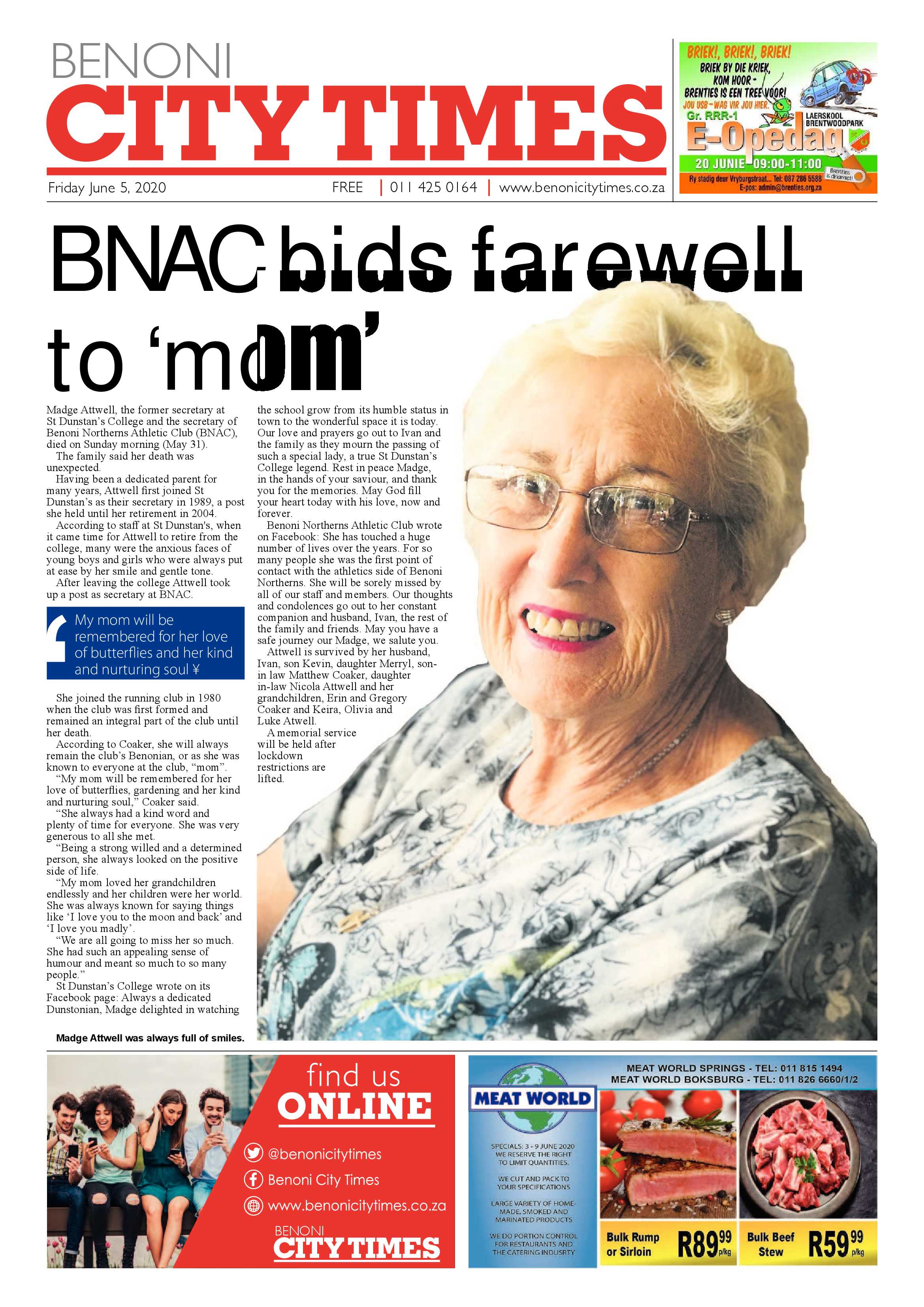 Benoni City Times 04 June 2020 page 1