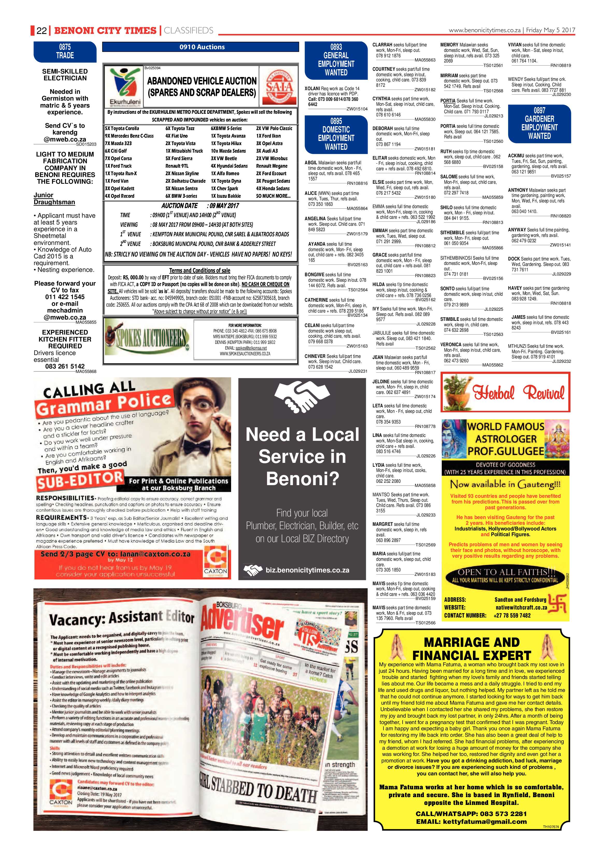 Benoni City Times 04 May 2017 page 22