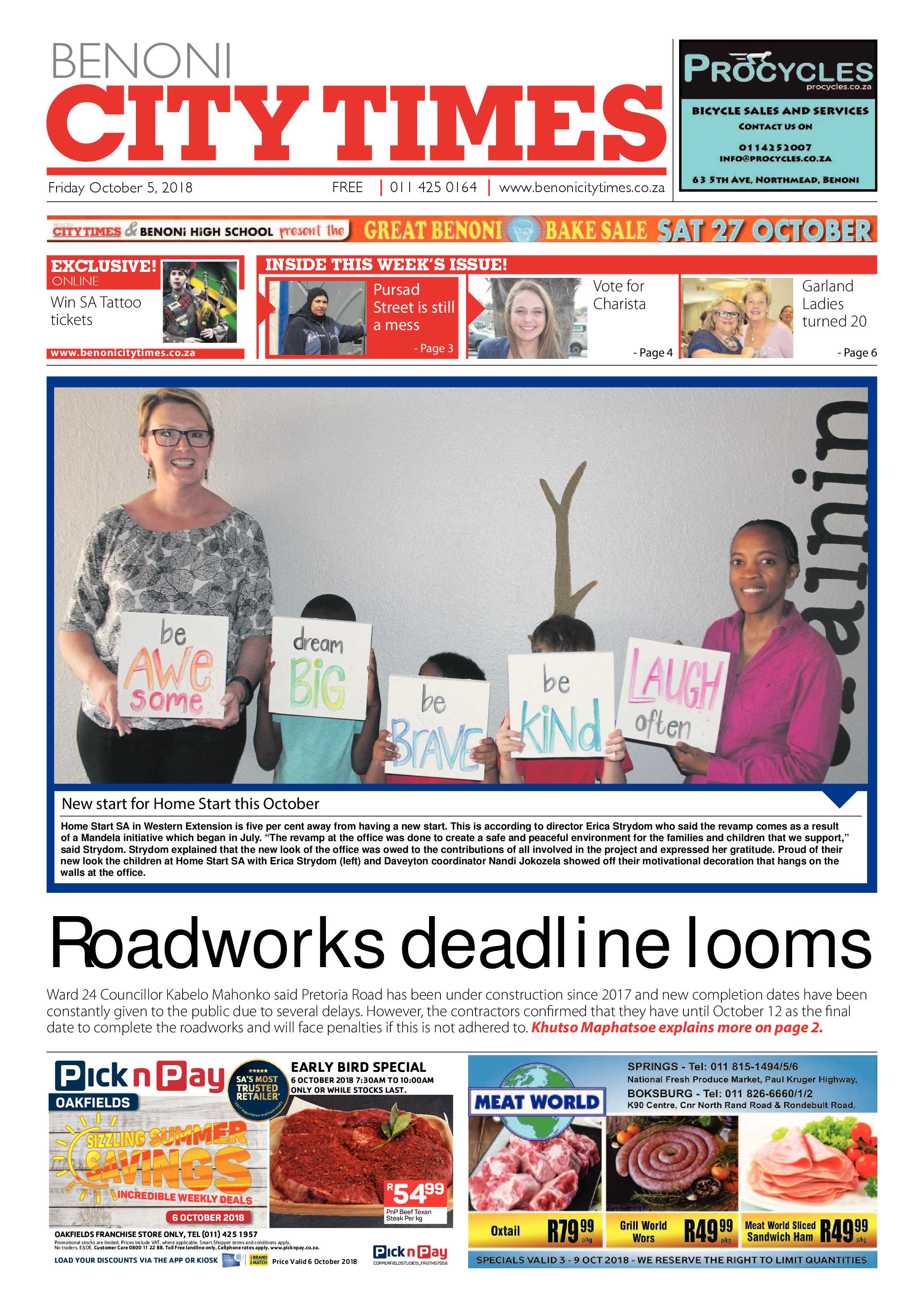 Benoni City Times 04 October 2018 page 1