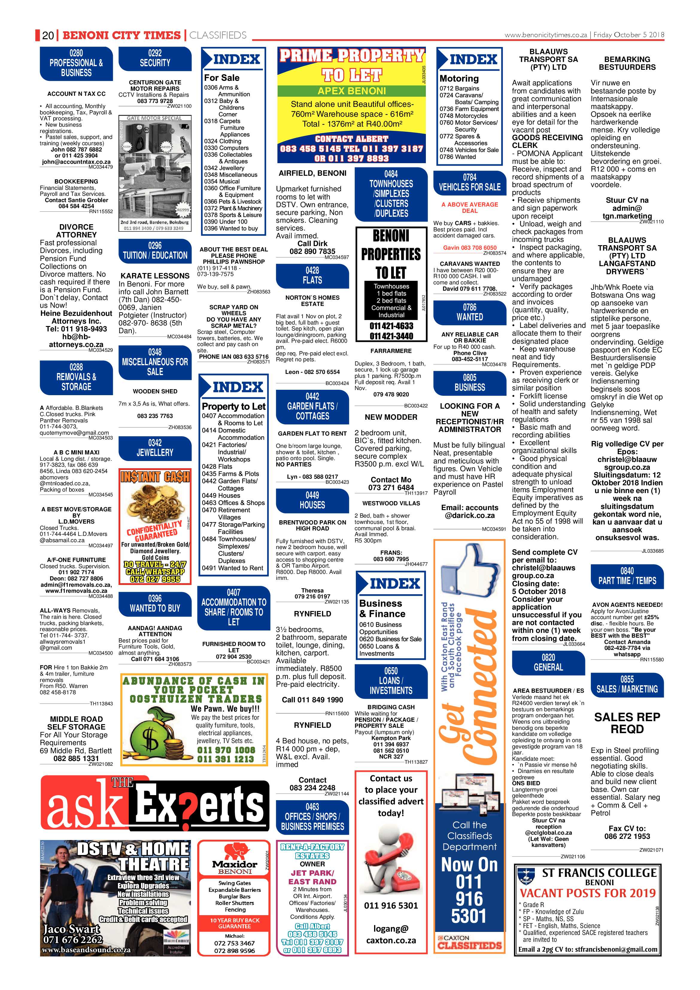Benoni City Times 04 October 2018 page 20