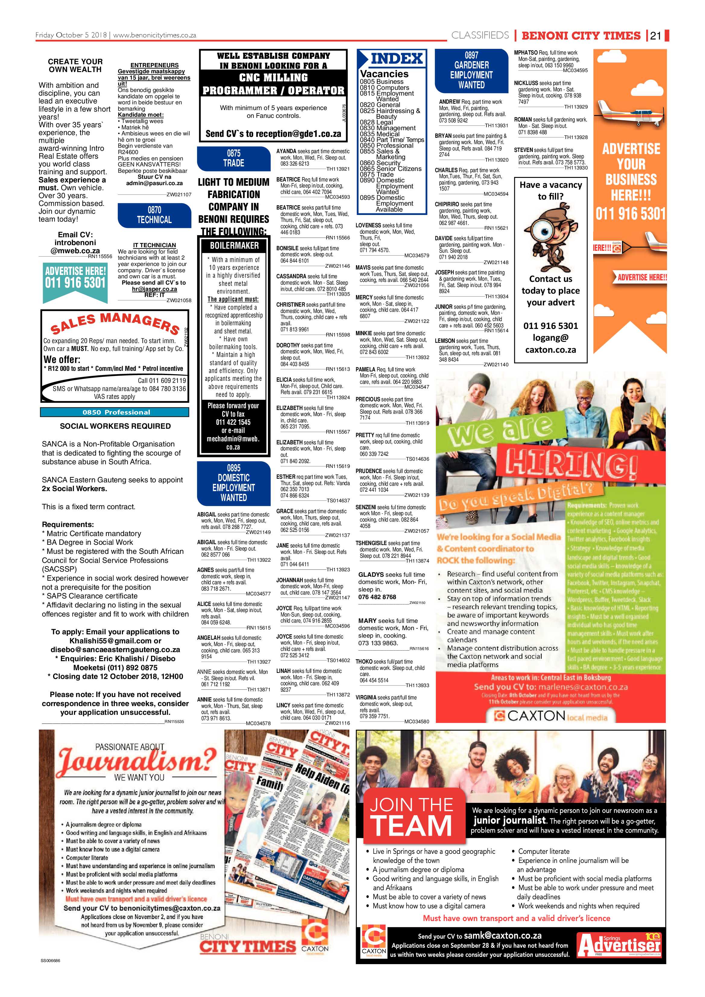 Benoni City Times 04 October 2018 page 21