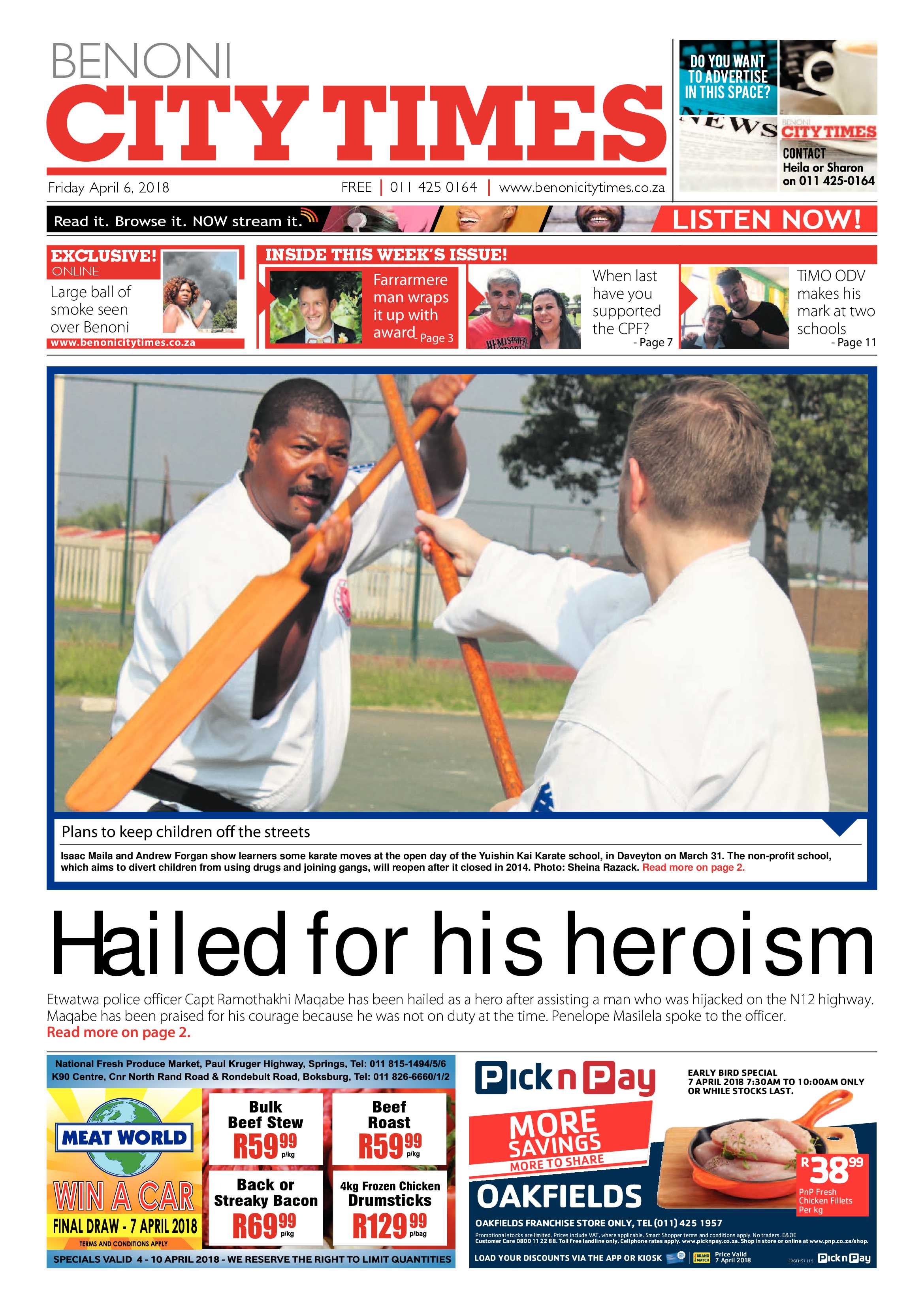 Benoni City Times 05 April 2018 page 1