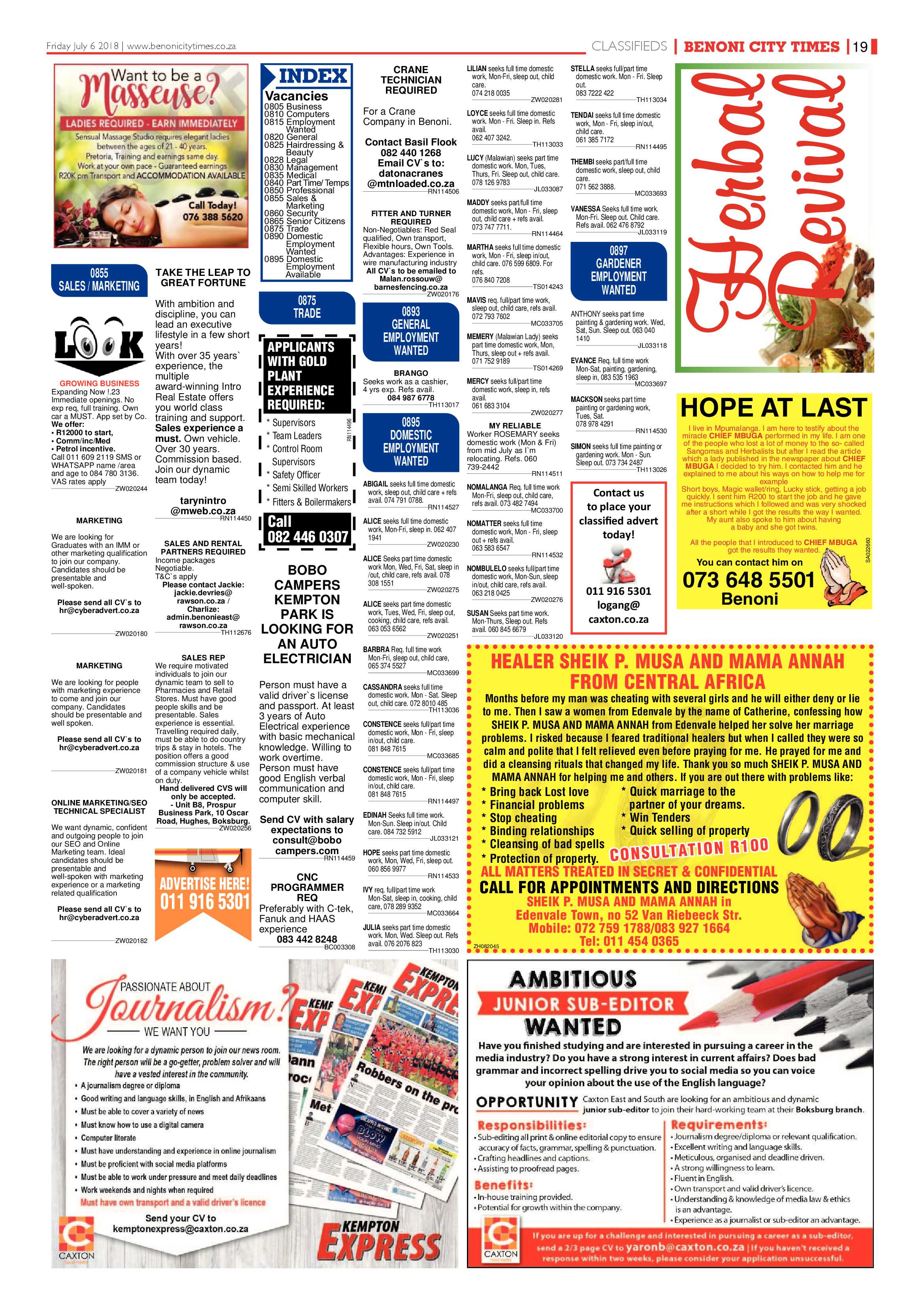 Benoni City Times 05 July page 19
