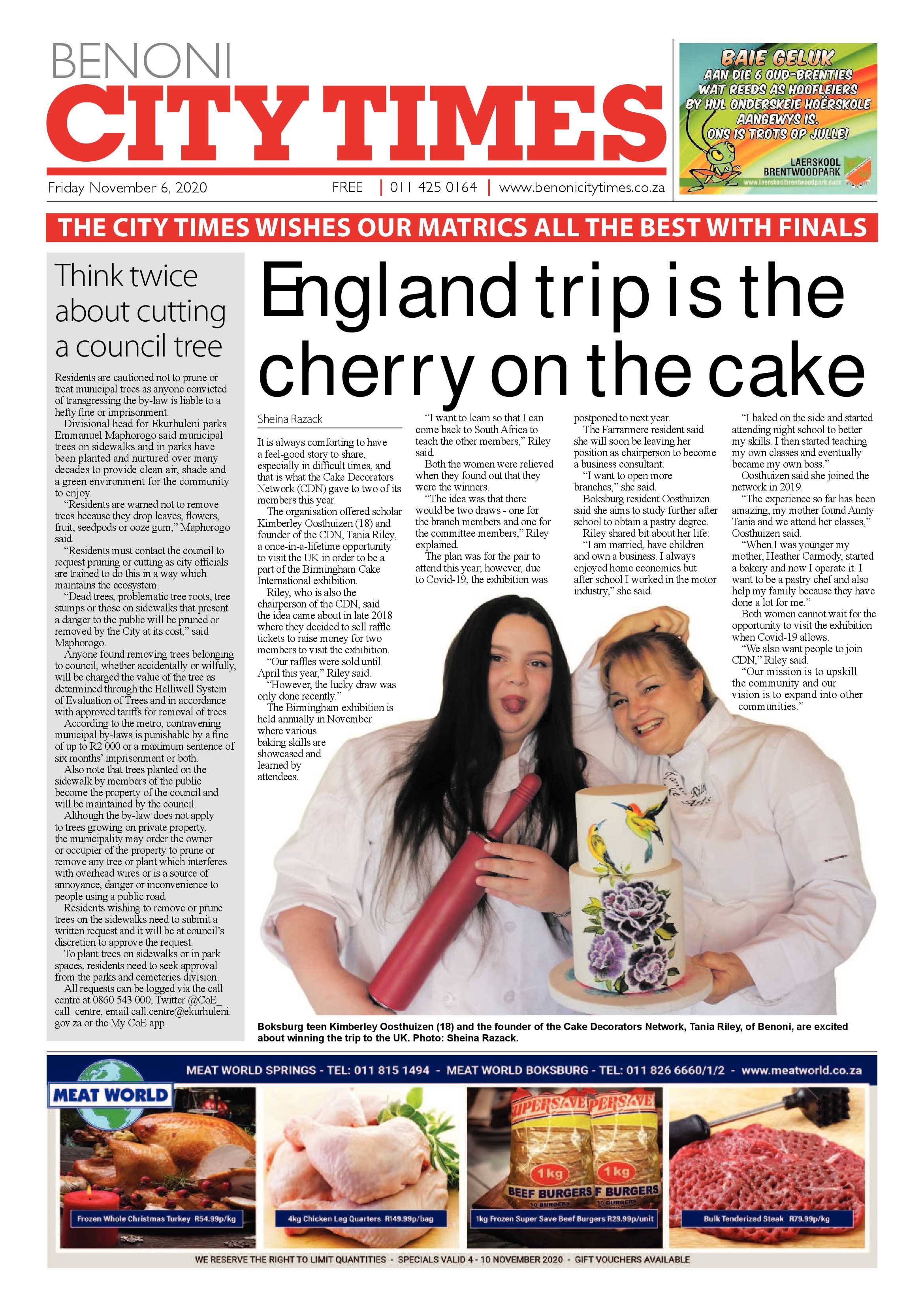 Benoni City Times 05 November 2020 page 1