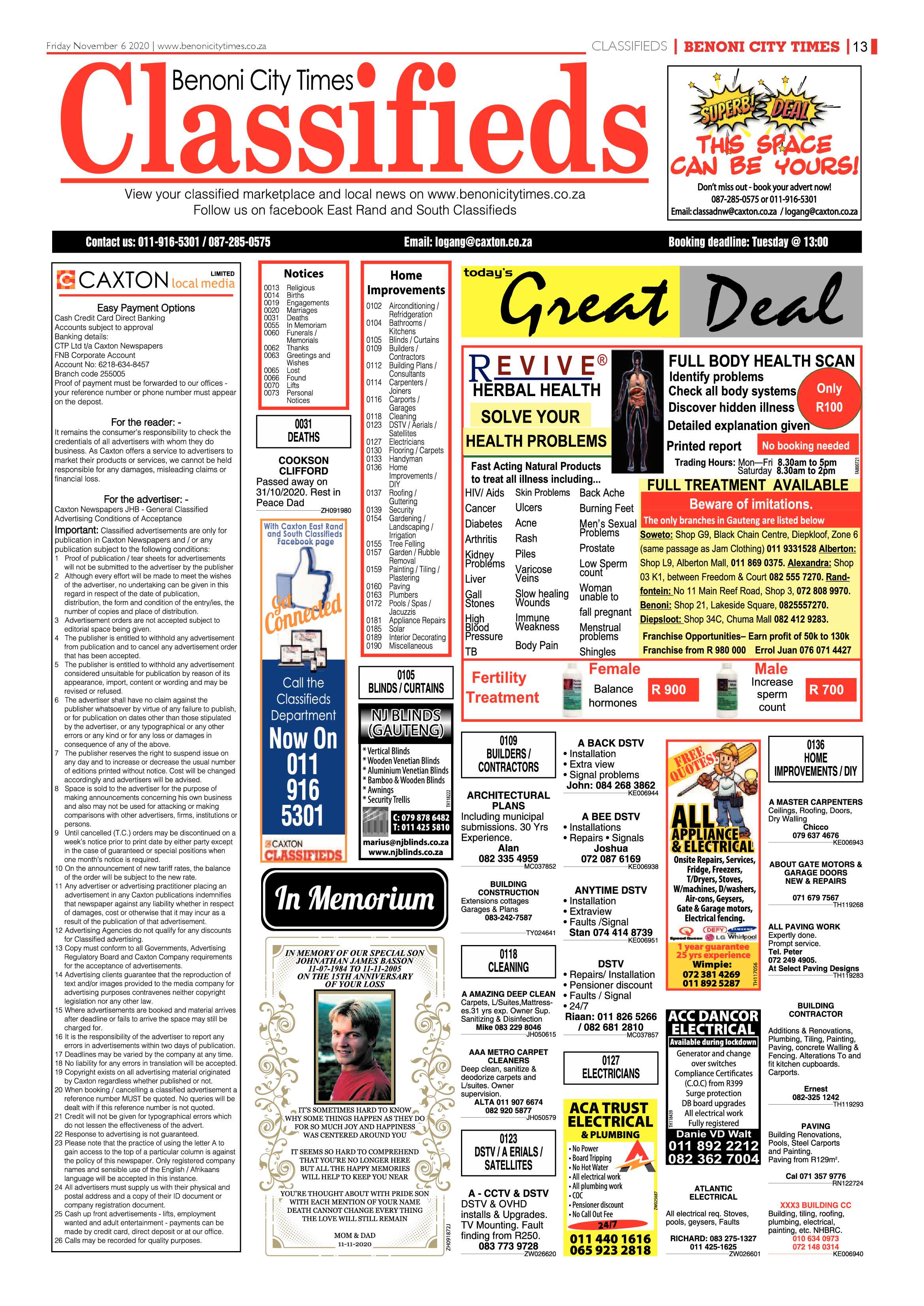 Benoni City Times 05 November 2020 page 13