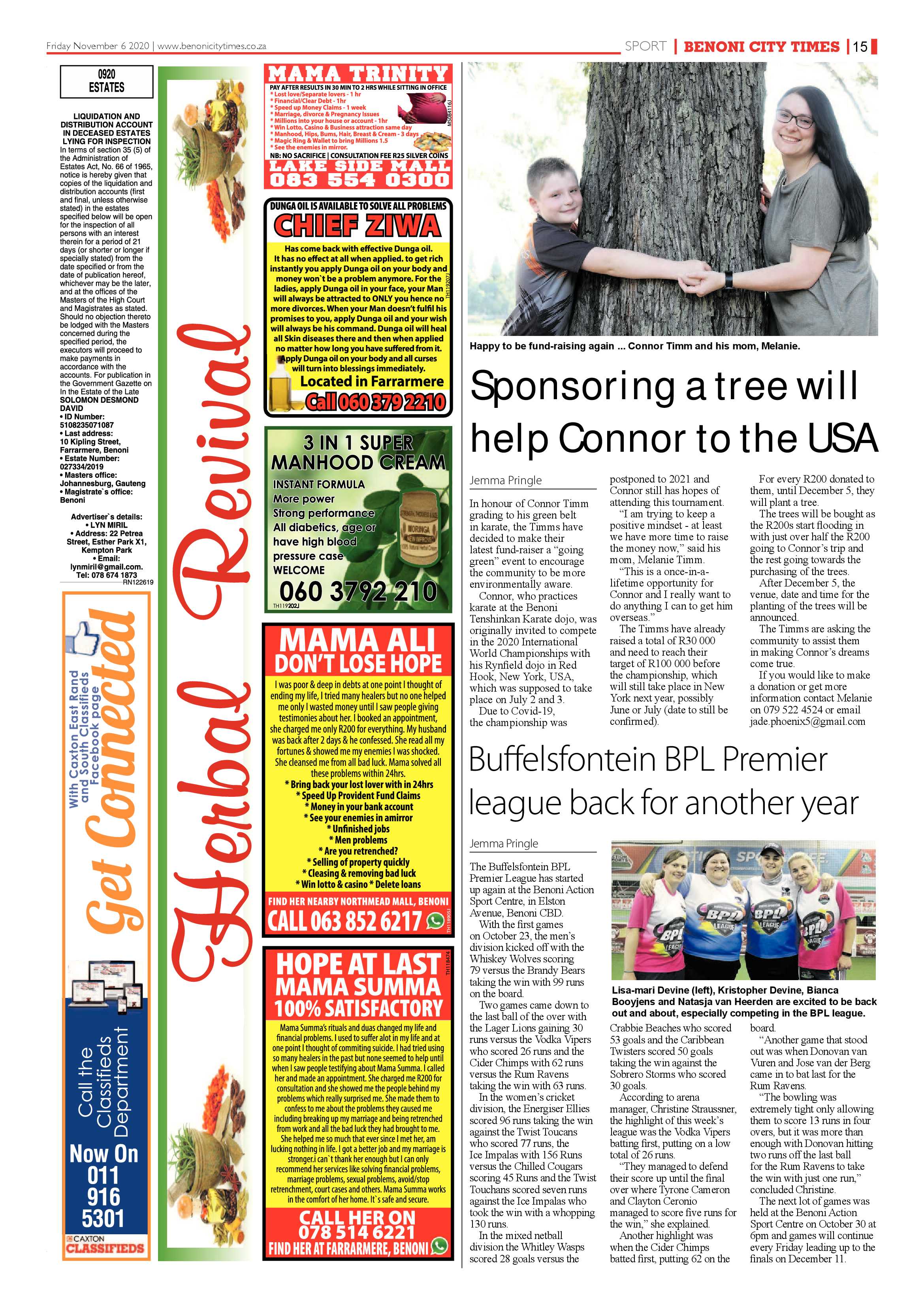 Benoni City Times 05 November 2020 page 15