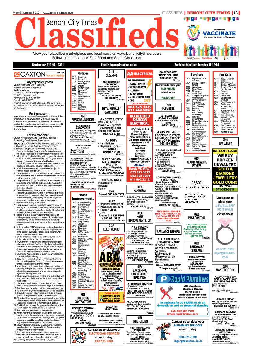 Benoni City Times 05 November 2021 page 13